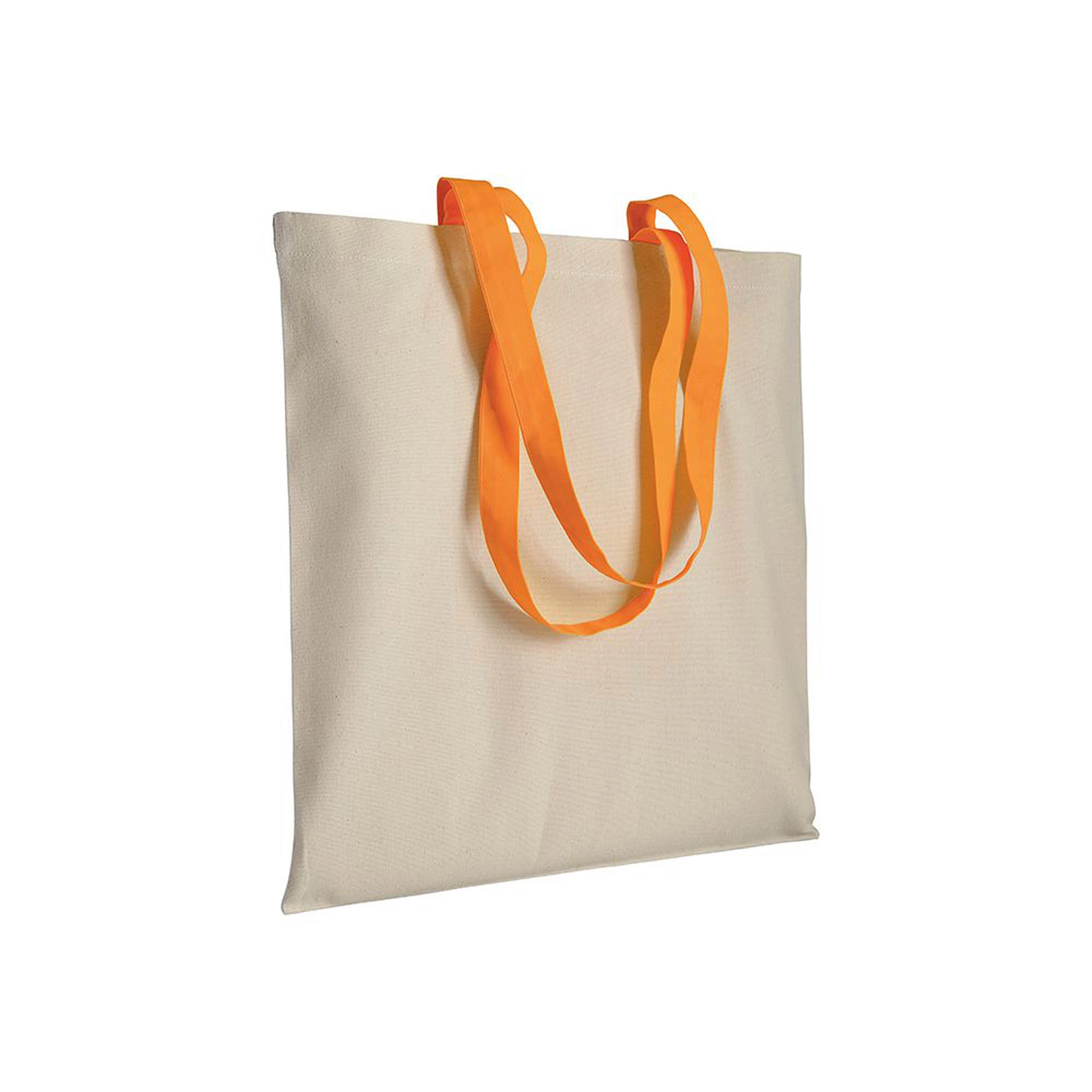 Immagine Shopper in cotone naturale 220 g/m2, manici lunghi colorati