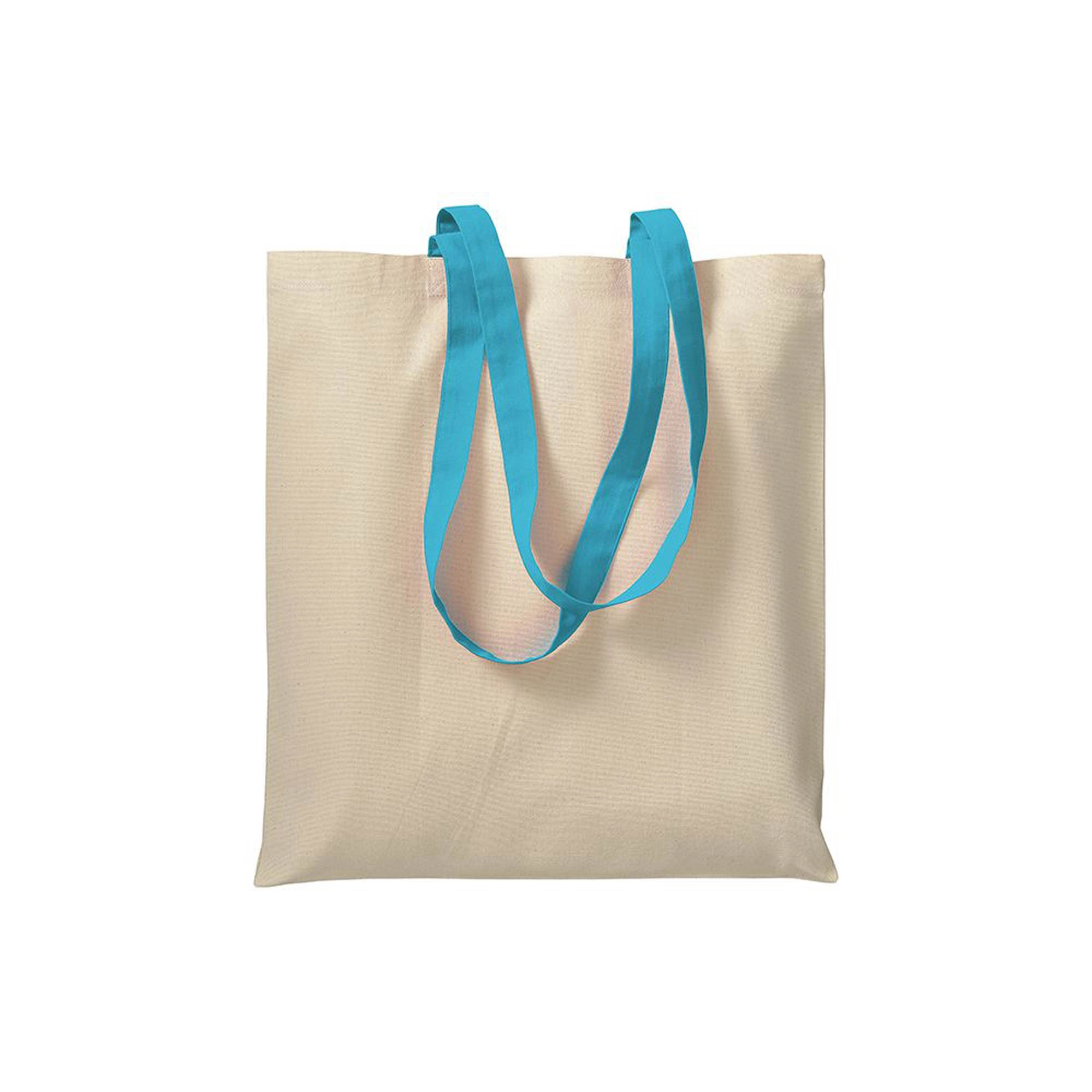 Immagine Shopper in cotone naturale 220 g/m2, manici lunghi colorati