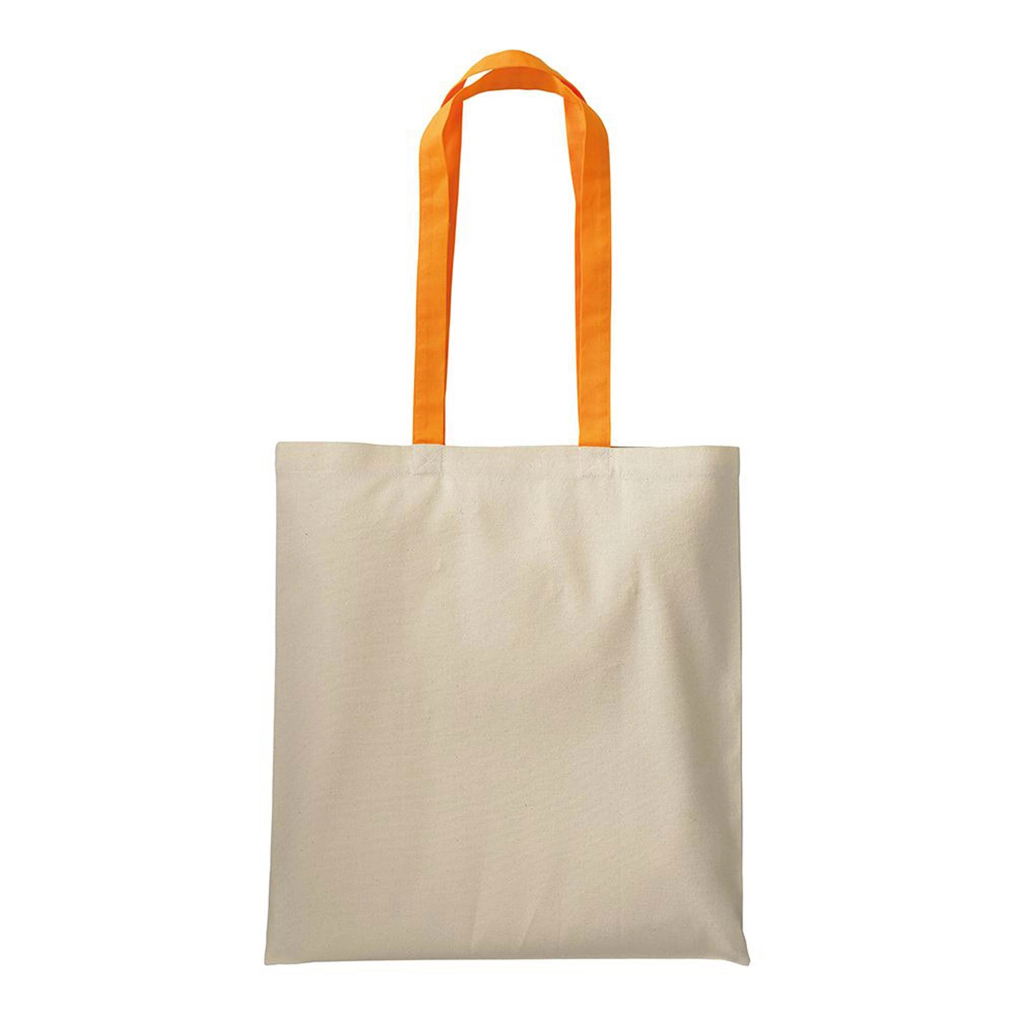 Immagine Shopper in cotone naturale 220 g/m2, manici lunghi colorati