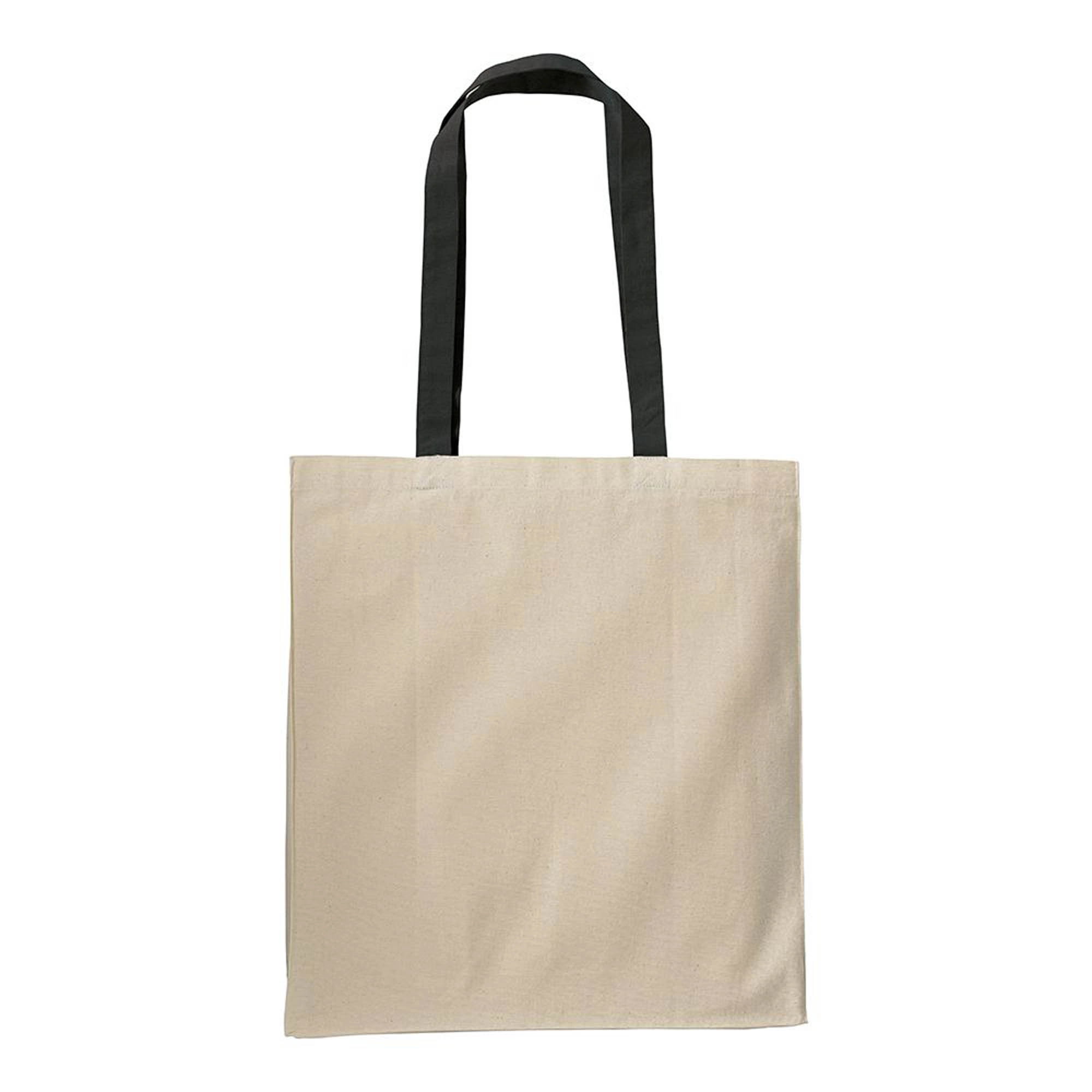Immagine Shopper con soffietto in cotone naturale 220 g/m2, manici lunghi colorati