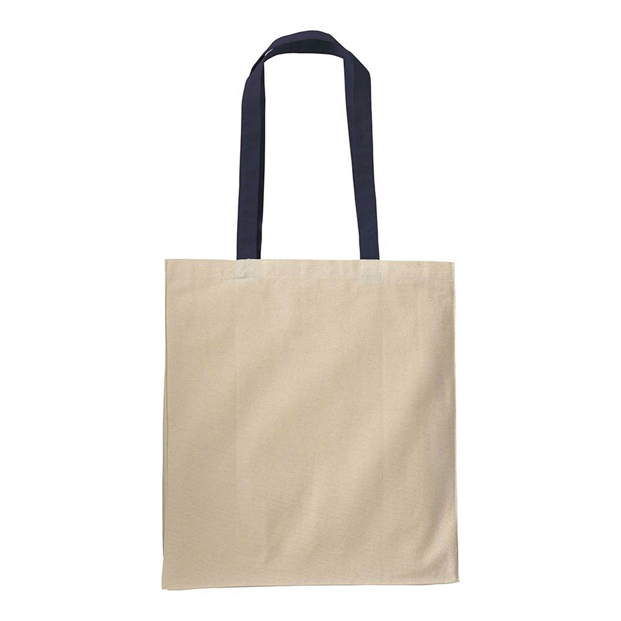 Immagine Shopper con soffietto in cotone naturale 220 g/m2, manici lunghi colorati