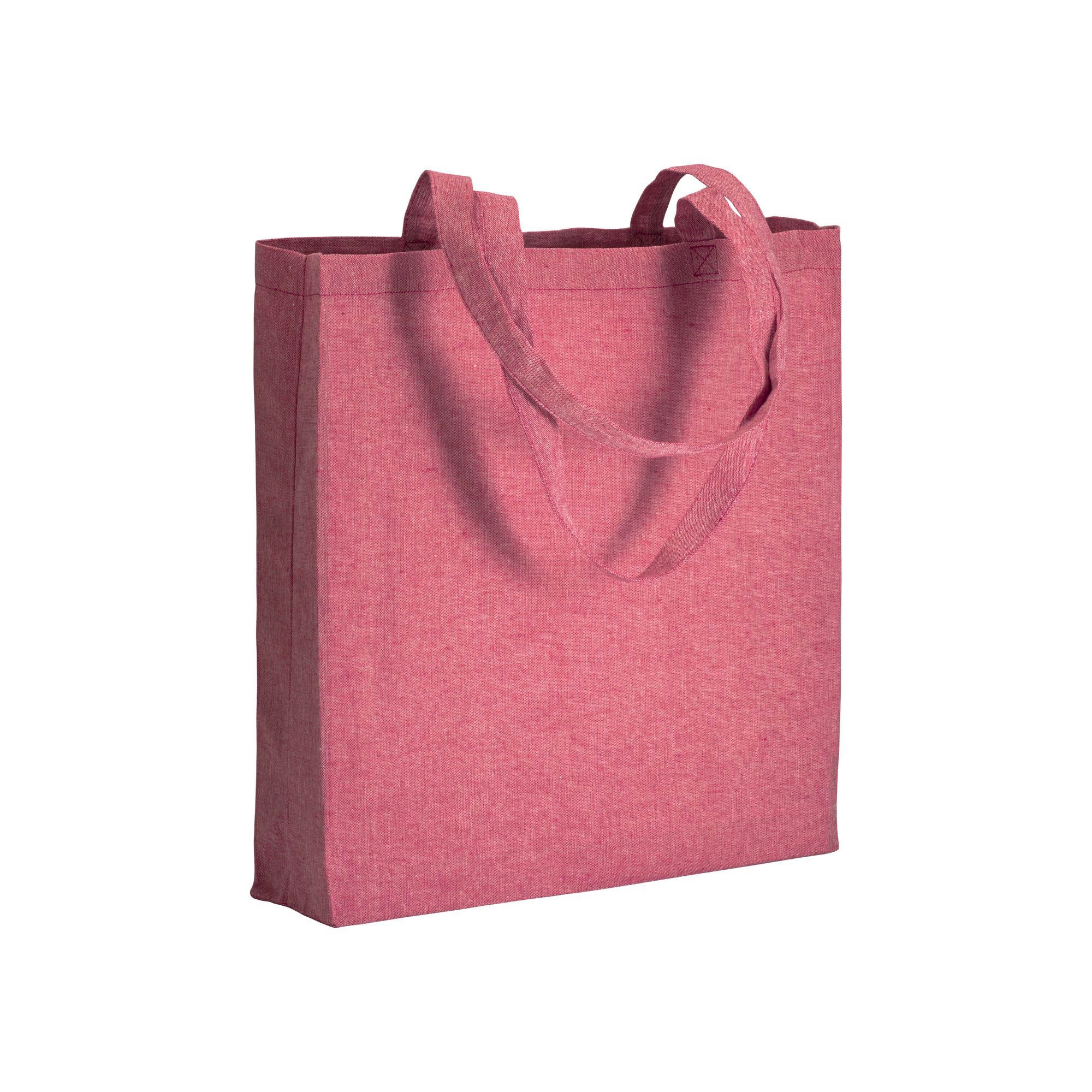 Immagine Shopper con soffietto in cotone riciclato 150 g/m2 effetto melange, manici lunghi