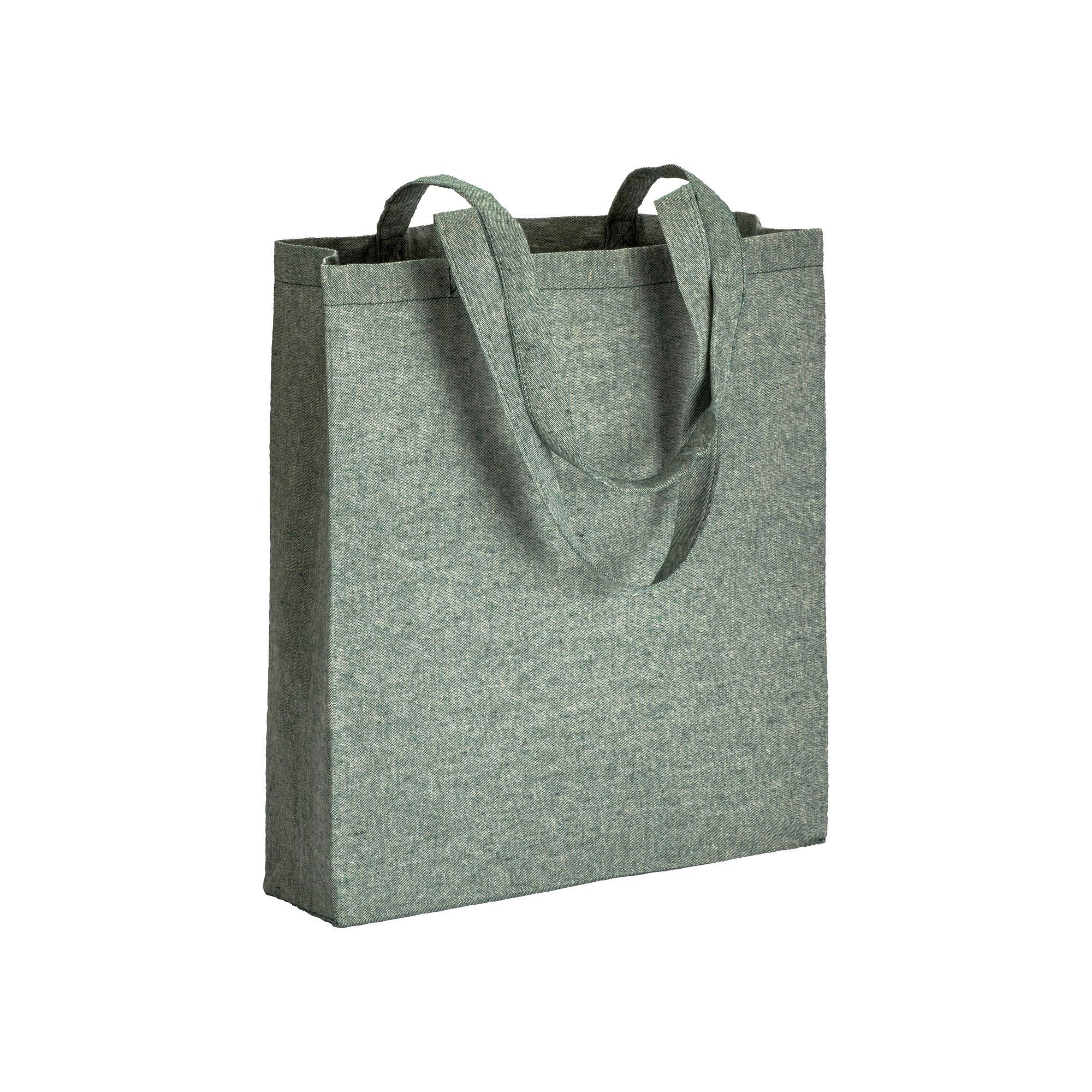 Immagine Shopper con soffietto in cotone riciclato 150 g/m2 effetto melange, manici lunghi
