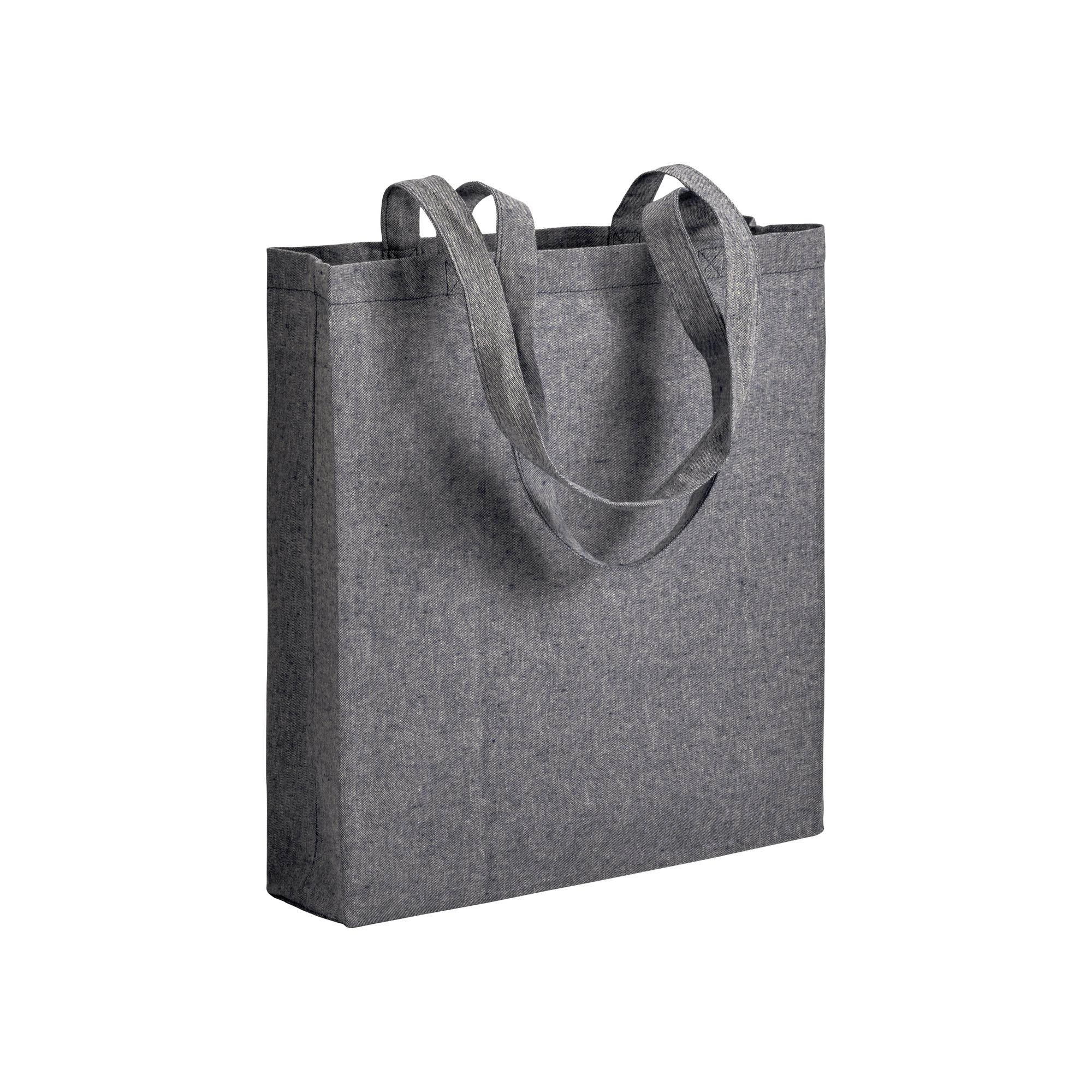 Immagine Shopper con soffietto in cotone riciclato 150 g/m2 effetto melange, manici lunghi