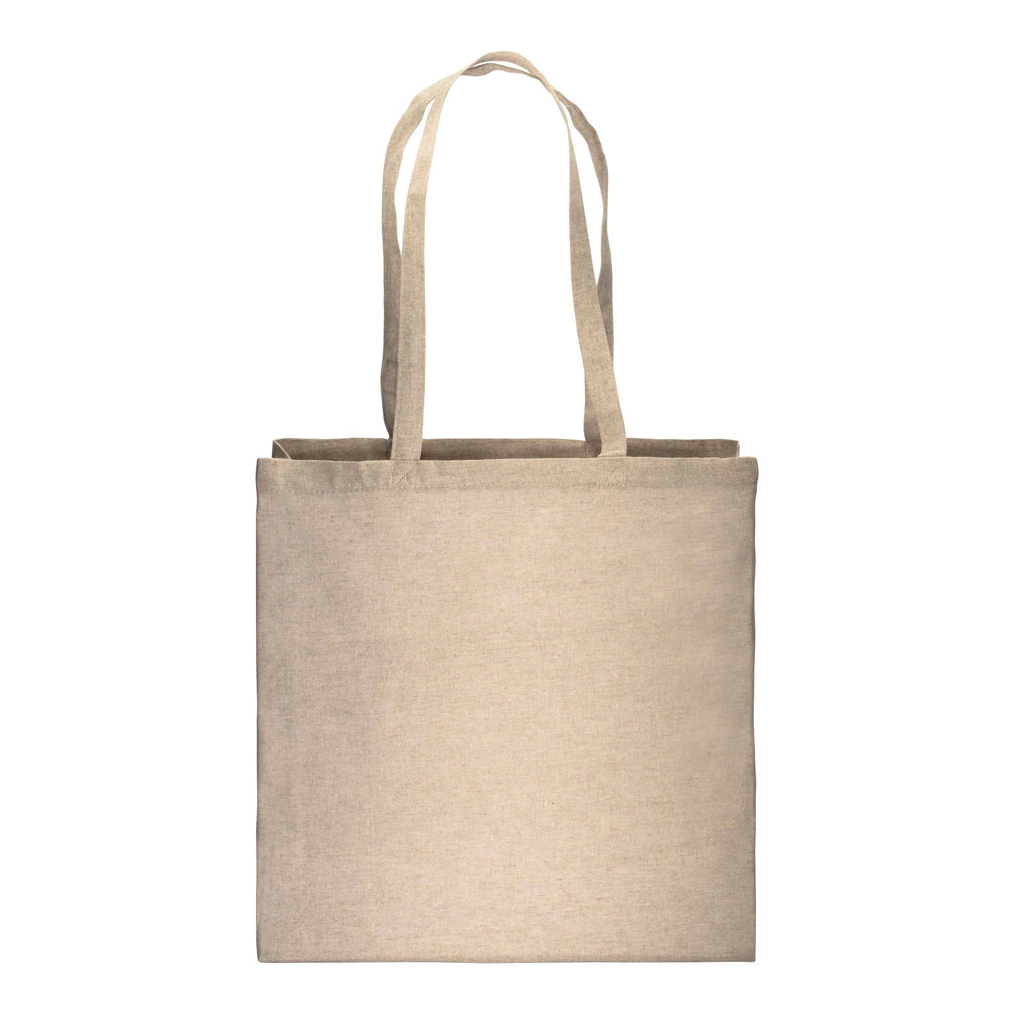 Immagine Shopper con soffietto in cotone riciclato 150 g/m2 effetto melange, manici lunghi