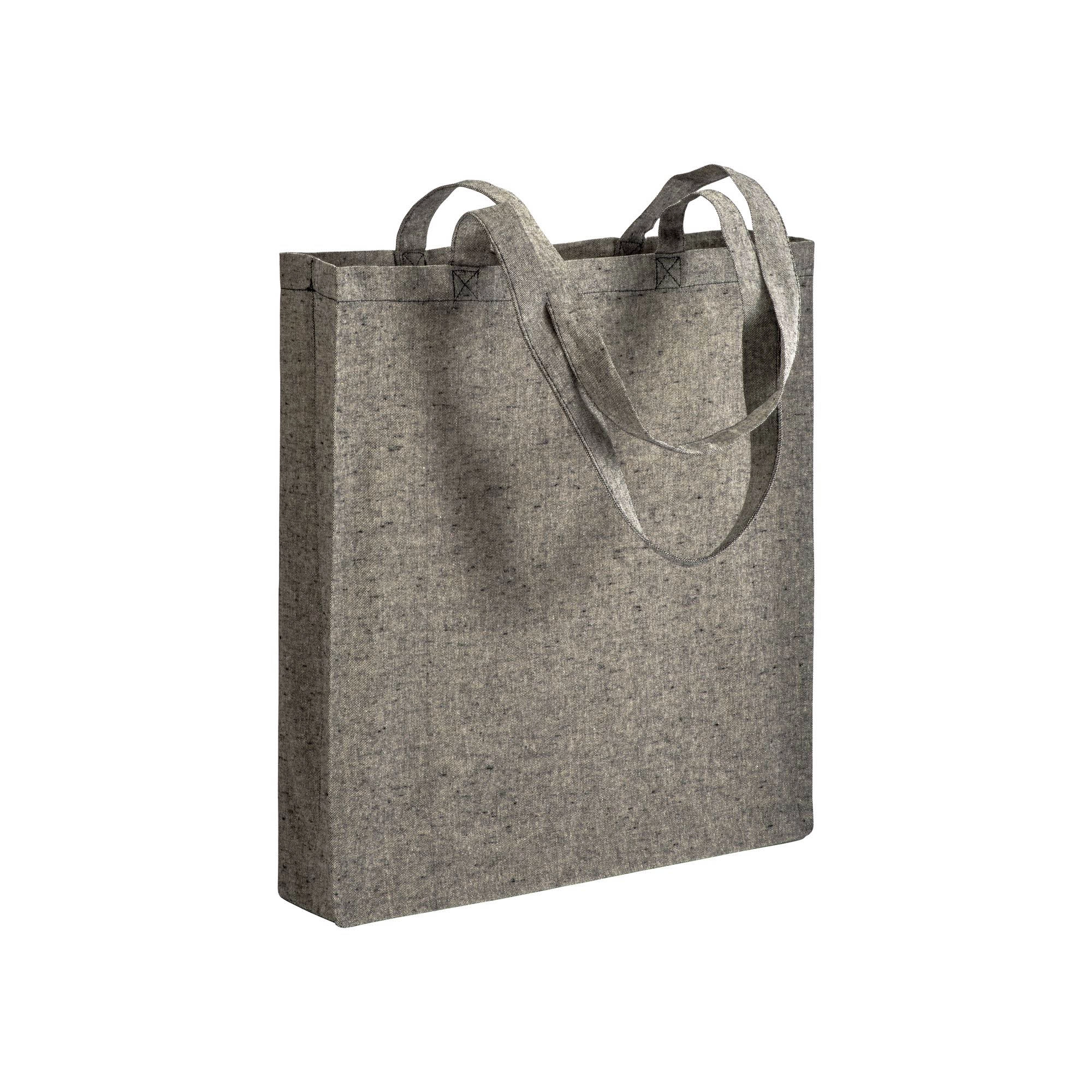 Immagine Shopper con soffietto in cotone riciclato 150 g/m2 effetto melange, manici lunghi