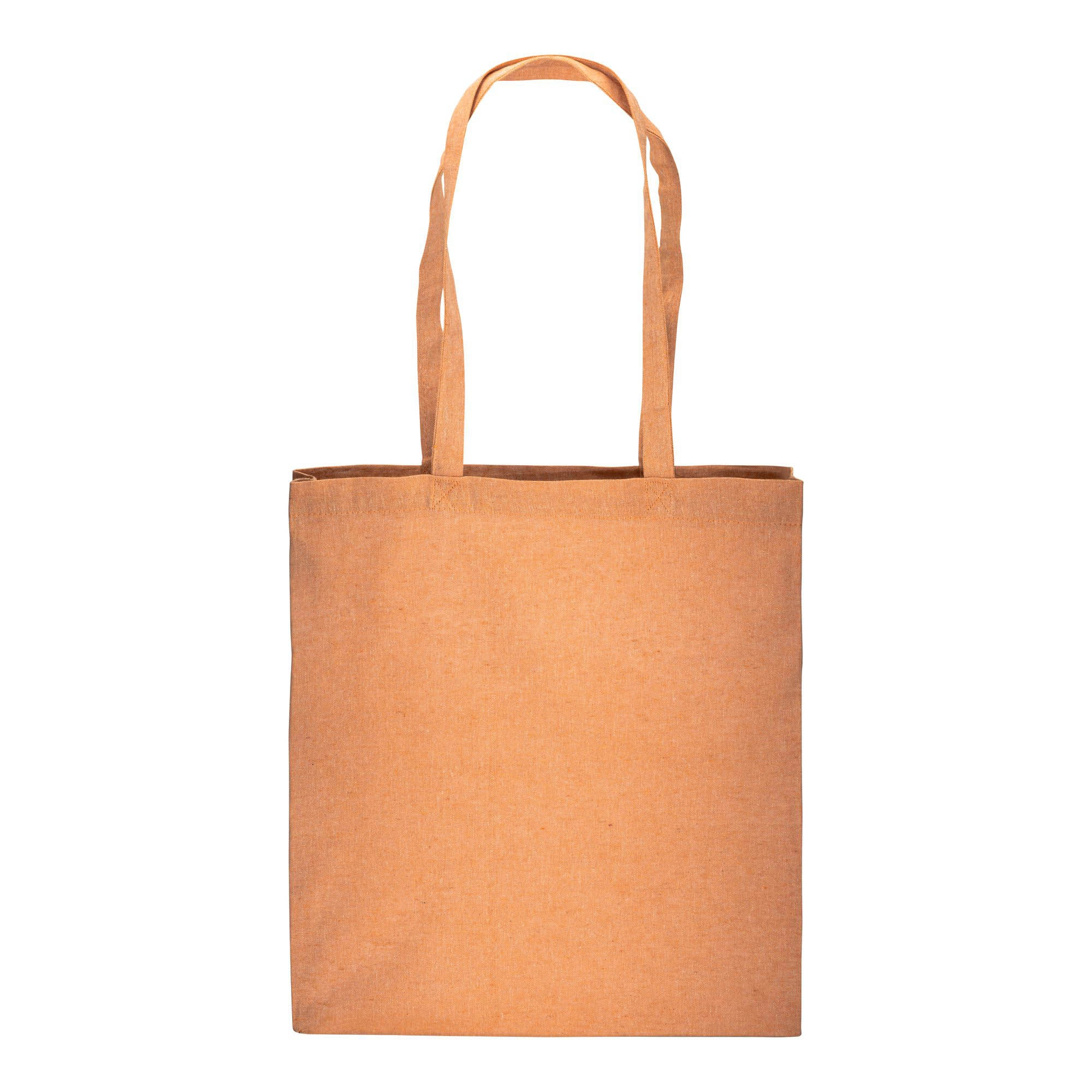 Immagine Shopper con soffietto in cotone riciclato 150 g/m2 effetto melange, manici lunghi
