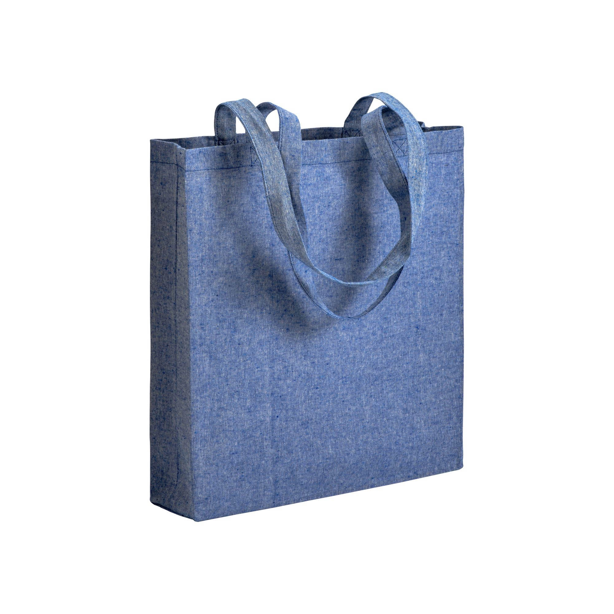 Immagine Shopper con soffietto in cotone riciclato 150 g/m2 effetto melange, manici lunghi