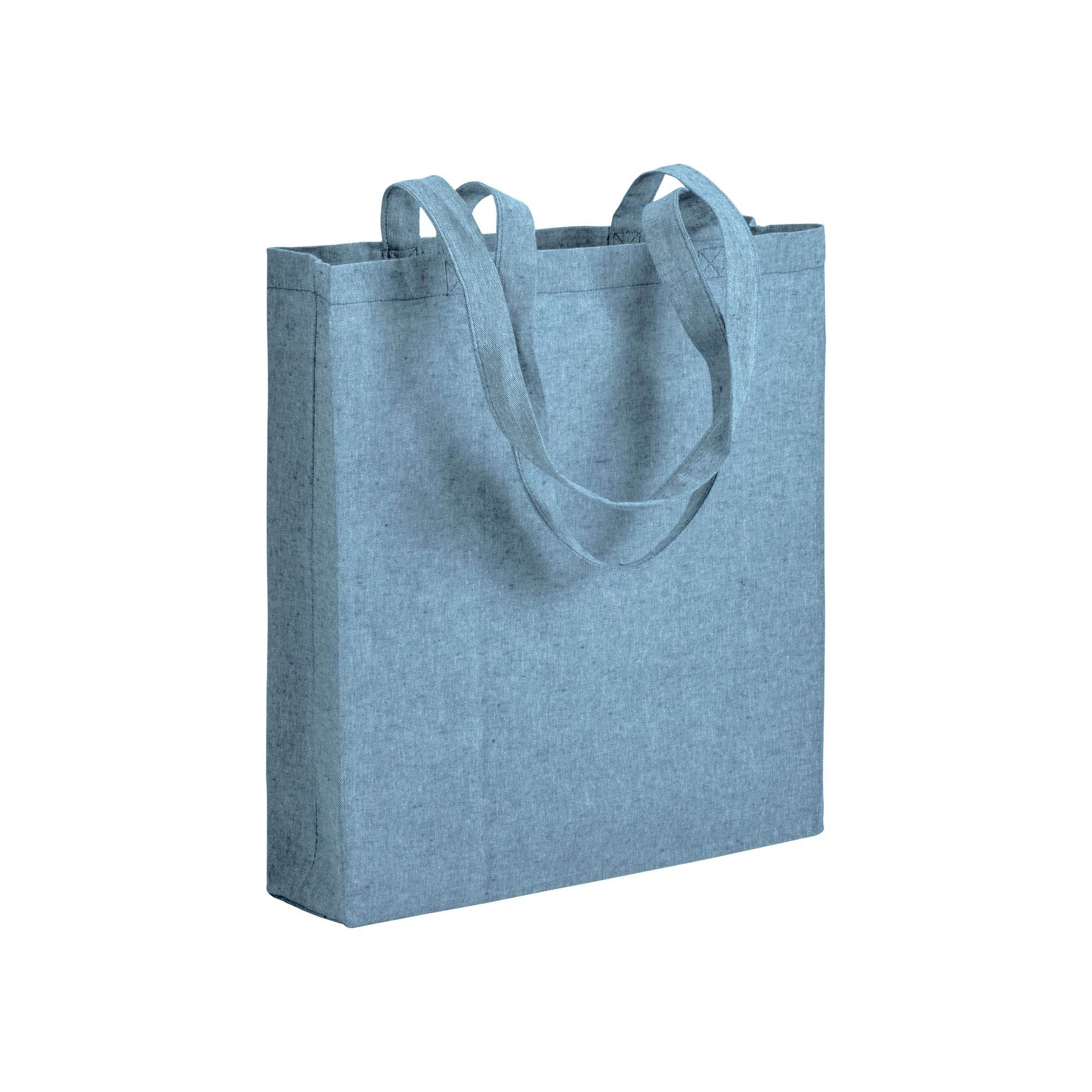 Immagine Shopper con soffietto in cotone riciclato 150 g/m2 effetto melange, manici lunghi