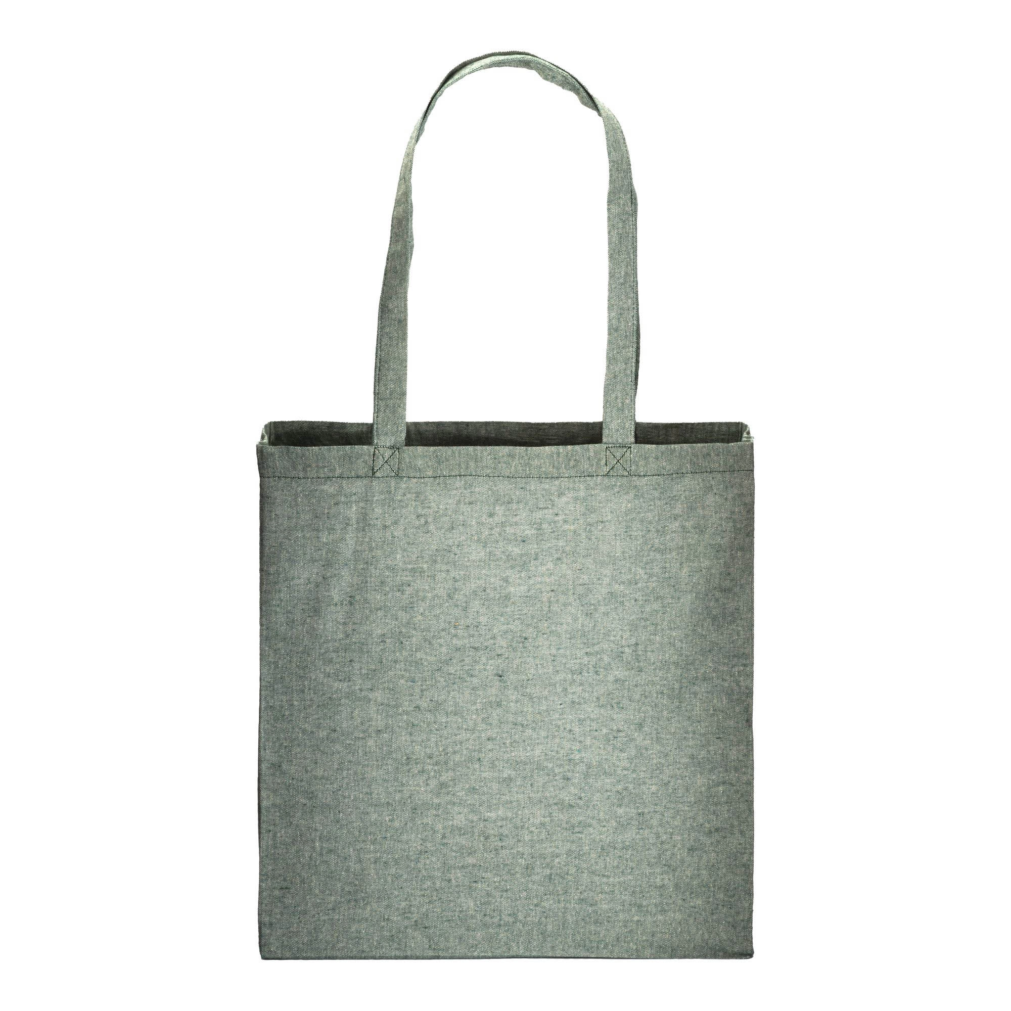 Immagine Shopper con soffietto in cotone riciclato 150 g/m2 effetto melange, manici lunghi