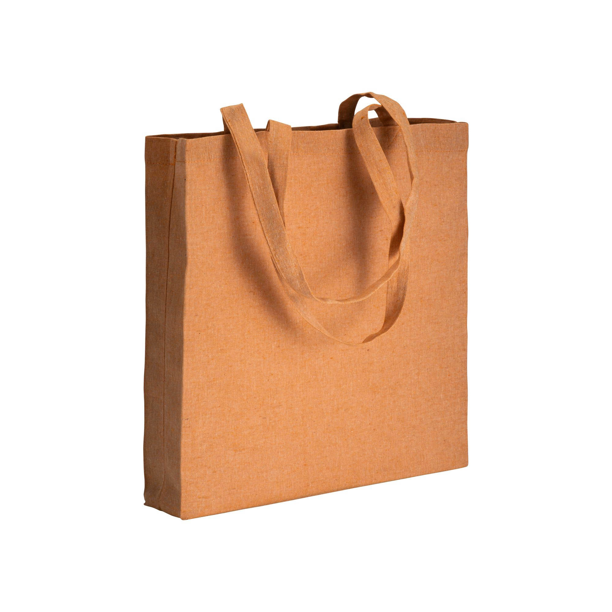 Immagine Shopper con soffietto in cotone riciclato 150 g/m2 effetto melange, manici lunghi