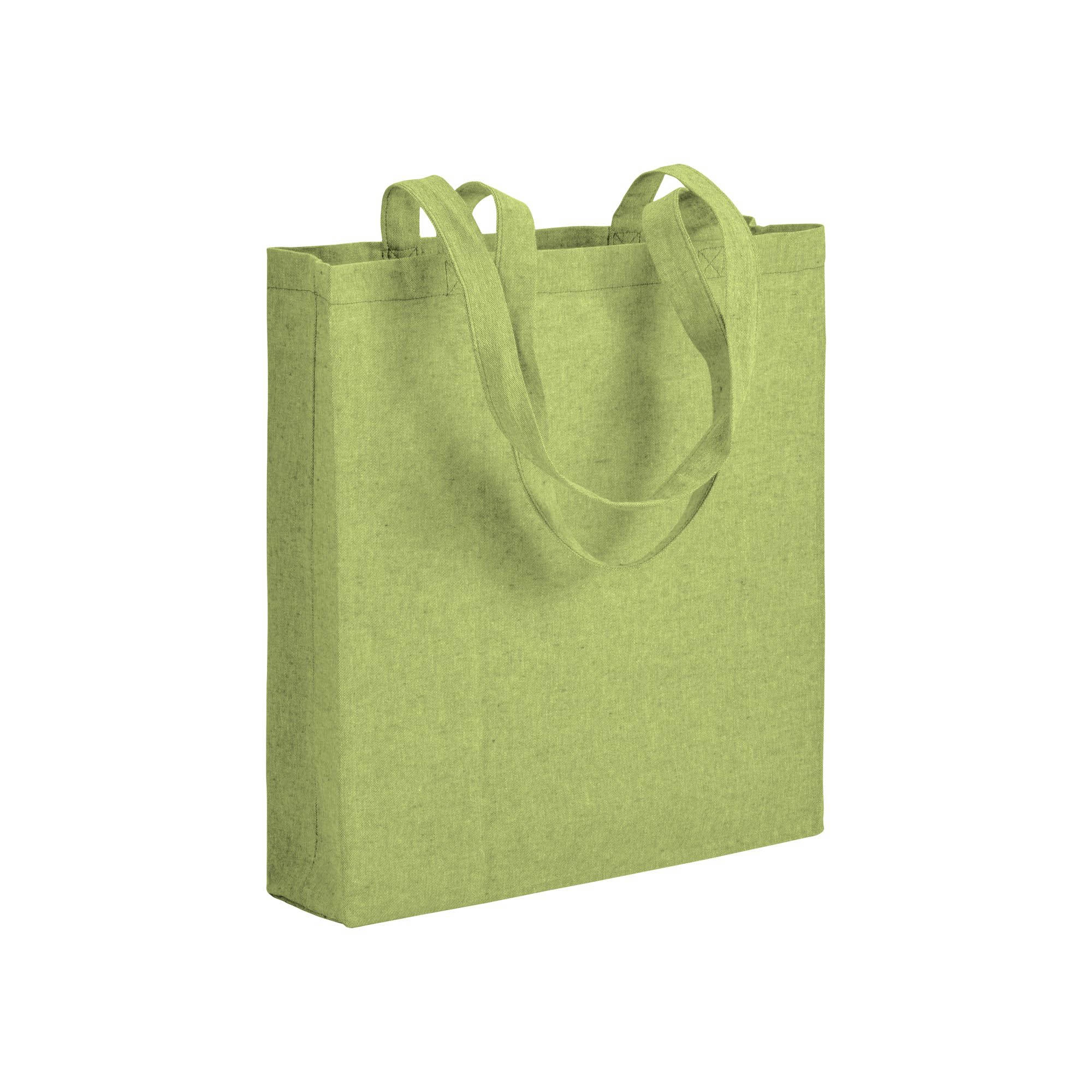Immagine Shopper con soffietto in cotone riciclato 150 g/m2 effetto melange, manici lunghi