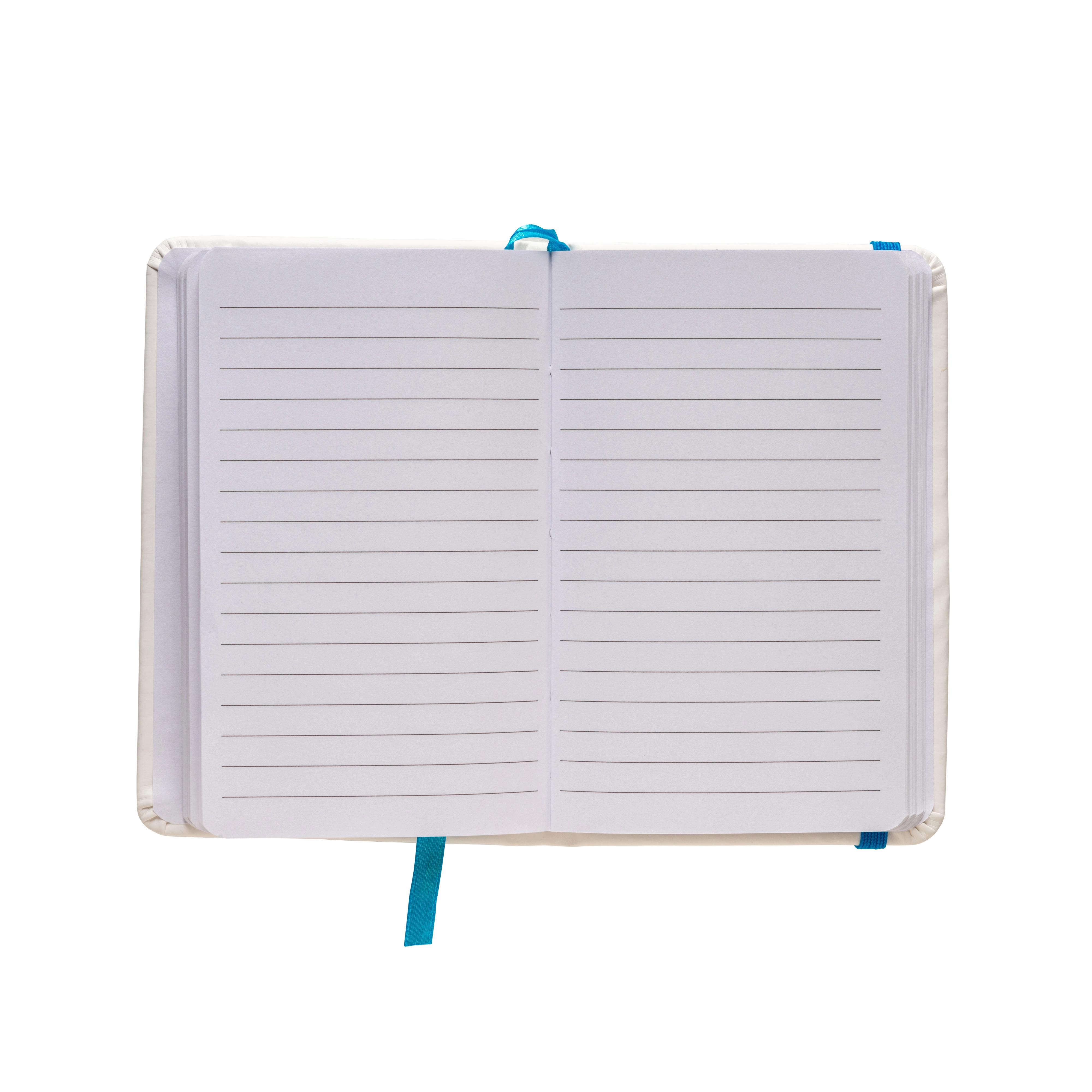 Immagine Quaderno in PU con elastico colorato, fogli a righe (80 pag.), segnalibro in raso