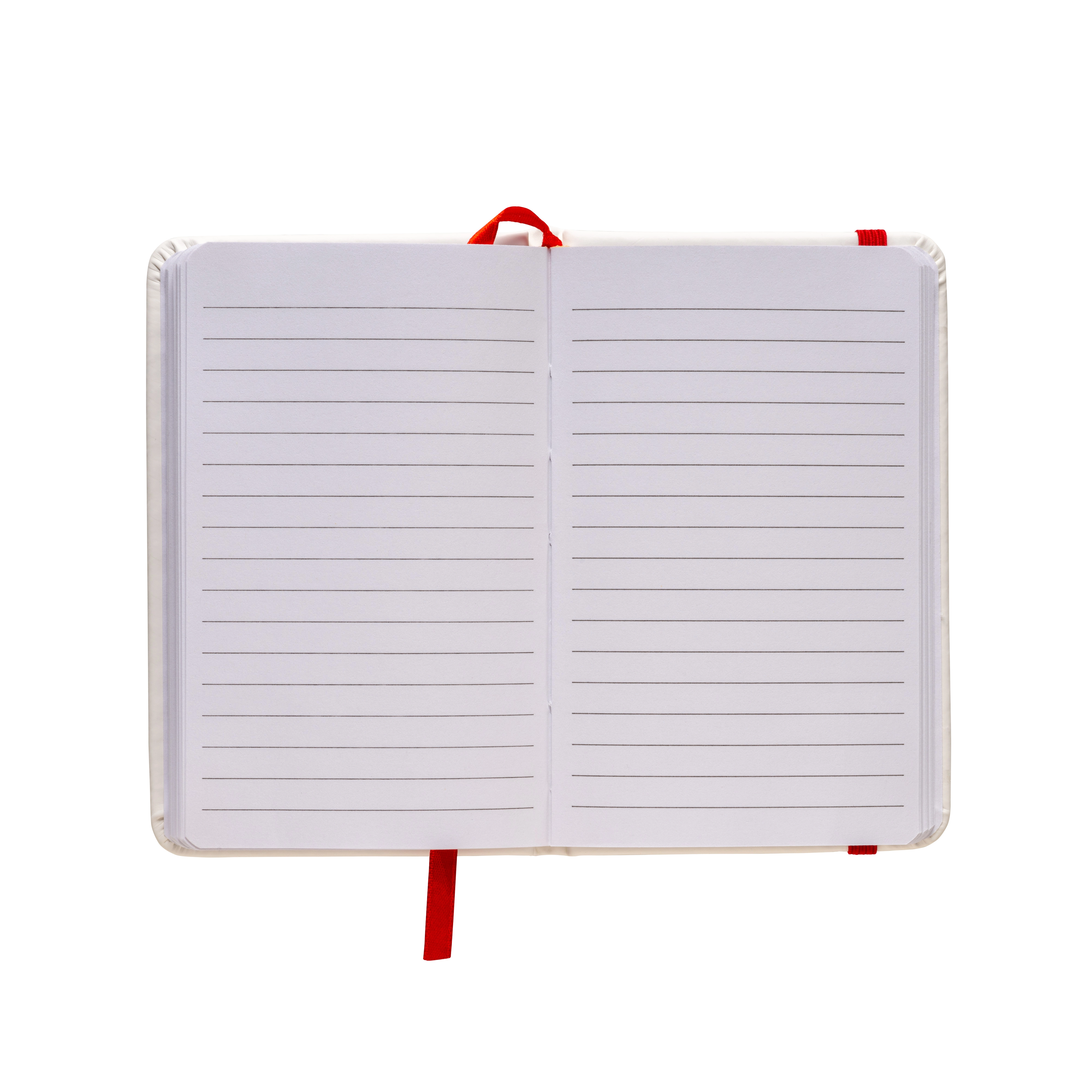 Immagine Quaderno in PU con elastico colorato, fogli a righe (80 pag.), segnalibro in raso