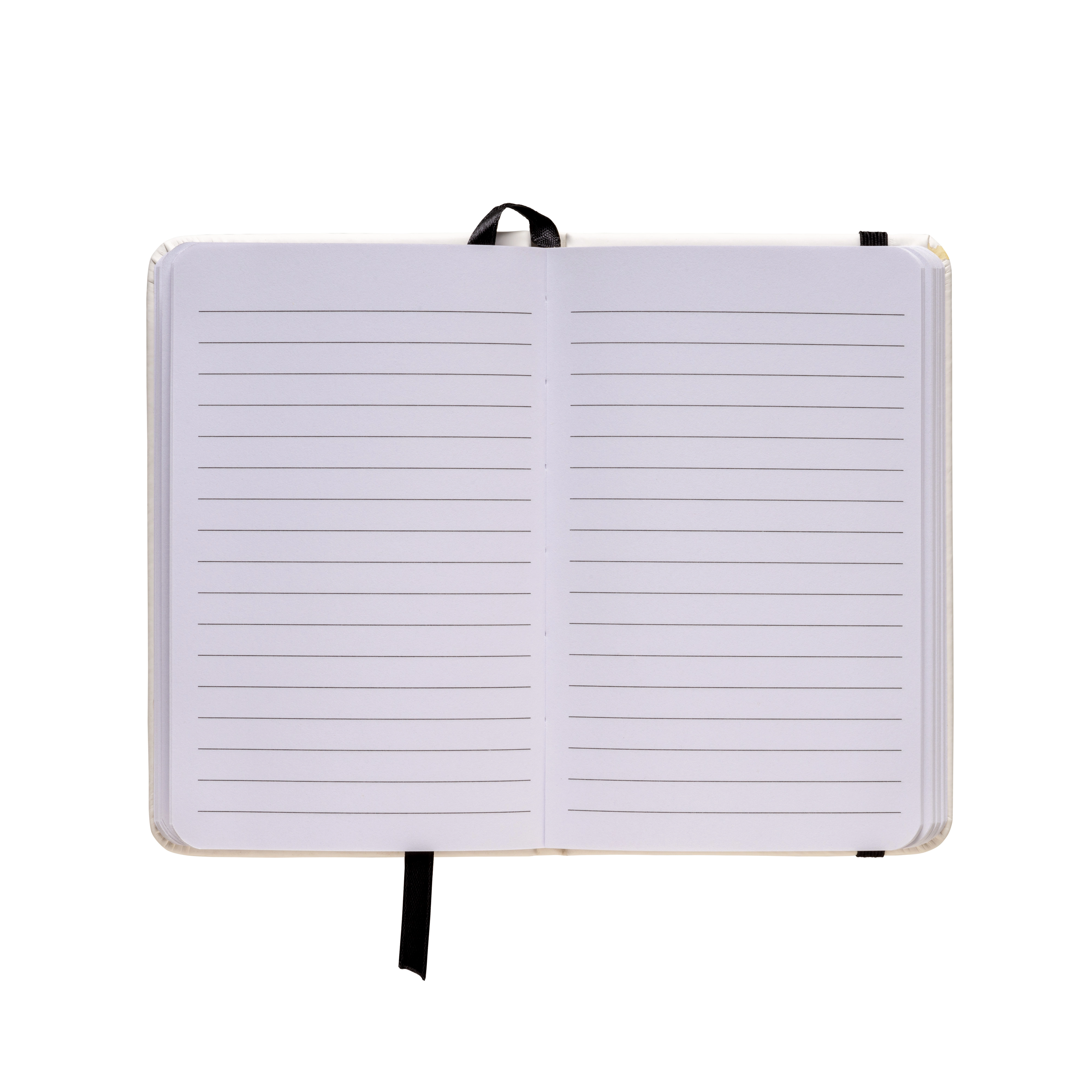 Immagine Quaderno in PU con elastico colorato, fogli a righe (80 pag.), segnalibro in raso