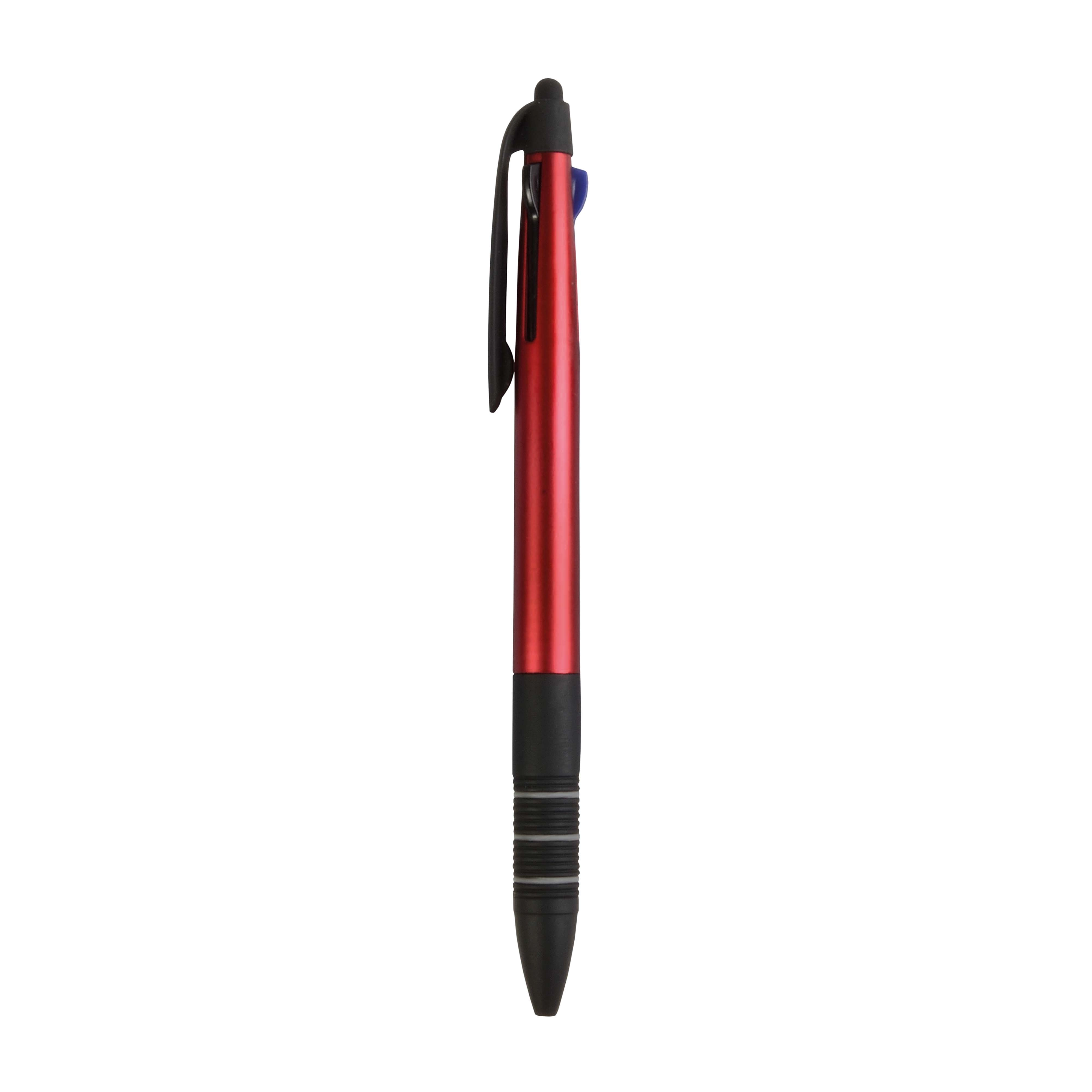 Immagine Penna a scatto in plastica con 3 refill dei colori blu, nero e rosso