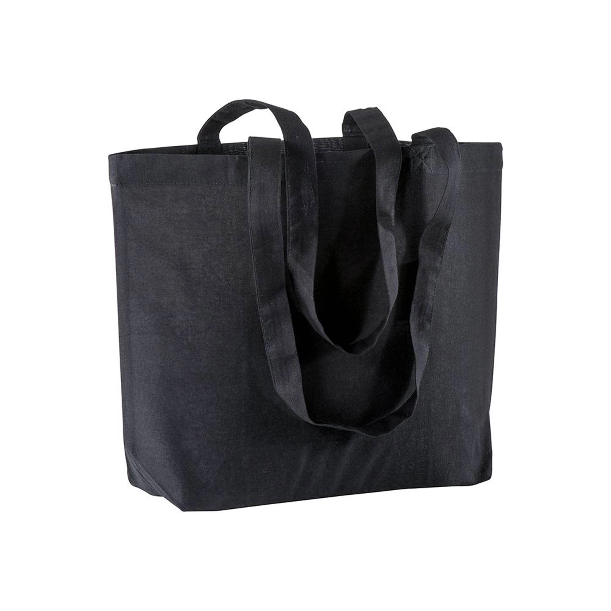 Immagine Shopper con soffietto alla base in cotone 120 g/m2, manici lunghi