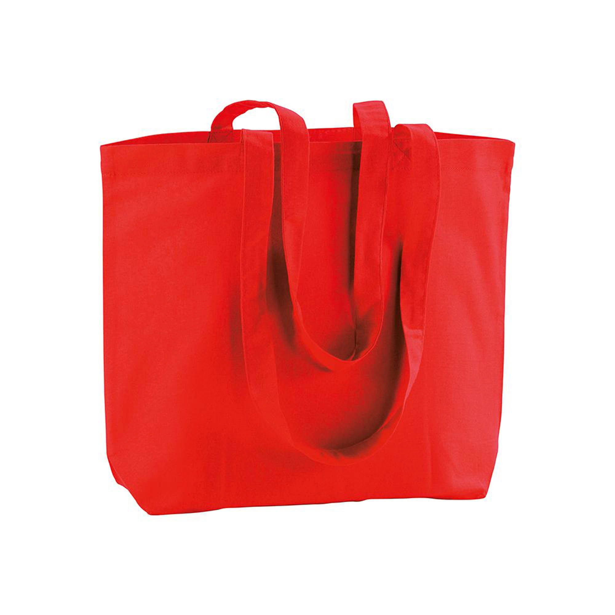 Immagine Shopper con soffietto alla base in cotone 120 g/m2, manici lunghi