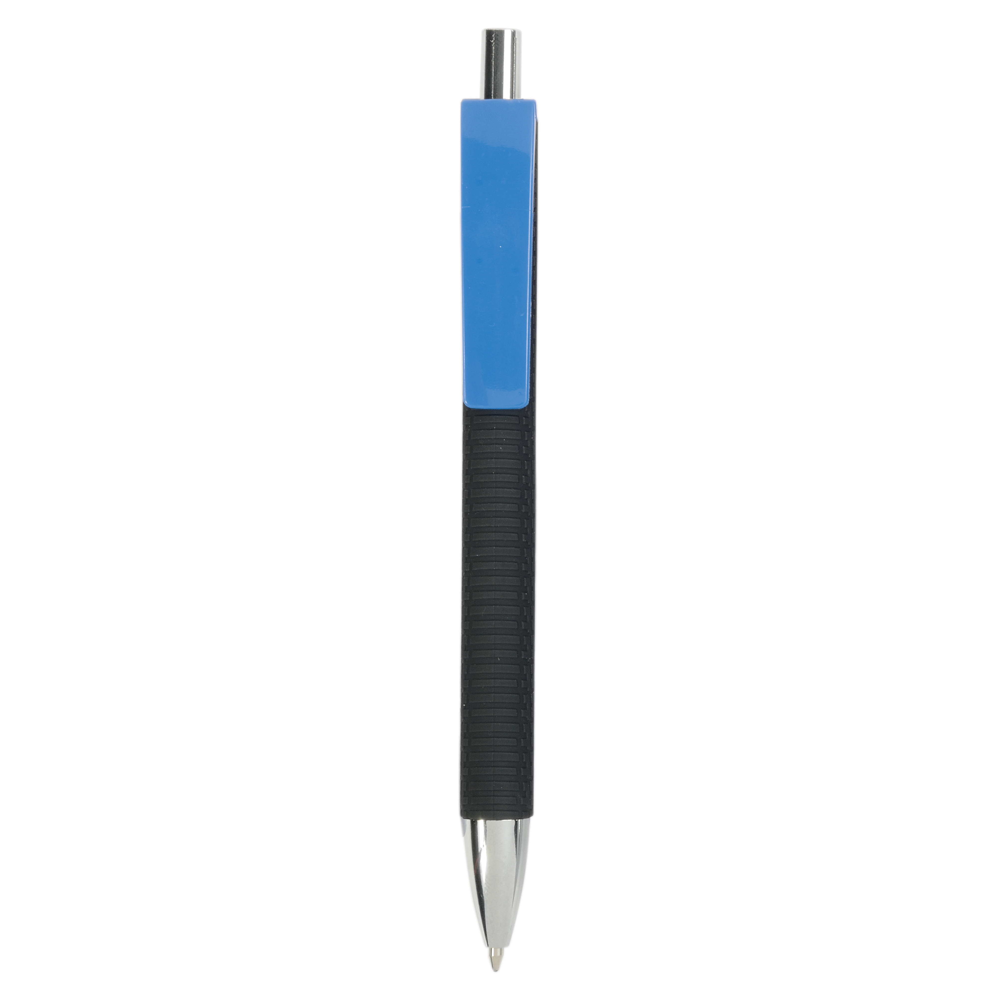 Immagine Penna a scatto in plastica con fusto gommato effetto pneumatico nero, con clip larga
