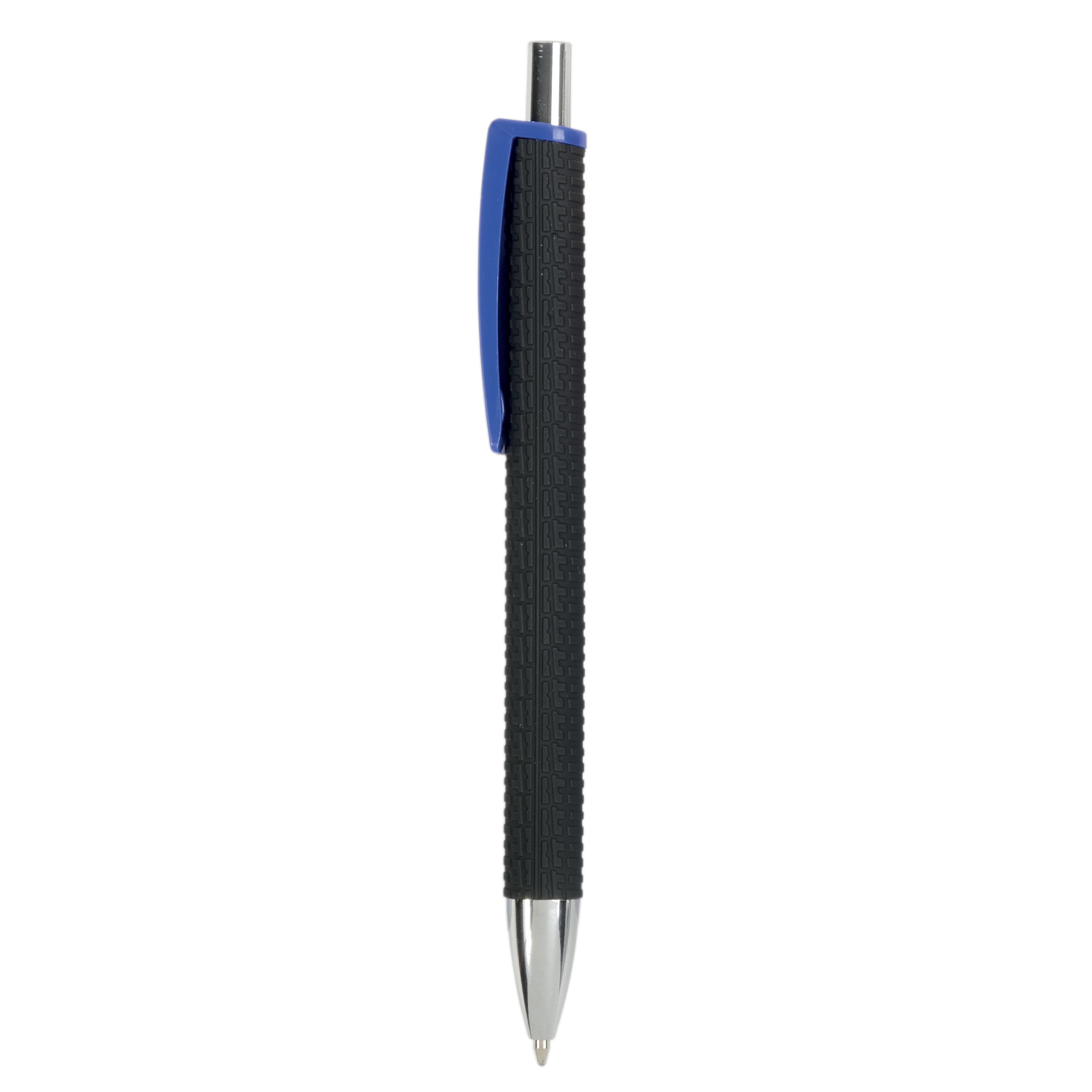 Immagine Penna a scatto in plastica con fusto gommato effetto pneumatico nero, con clip larga