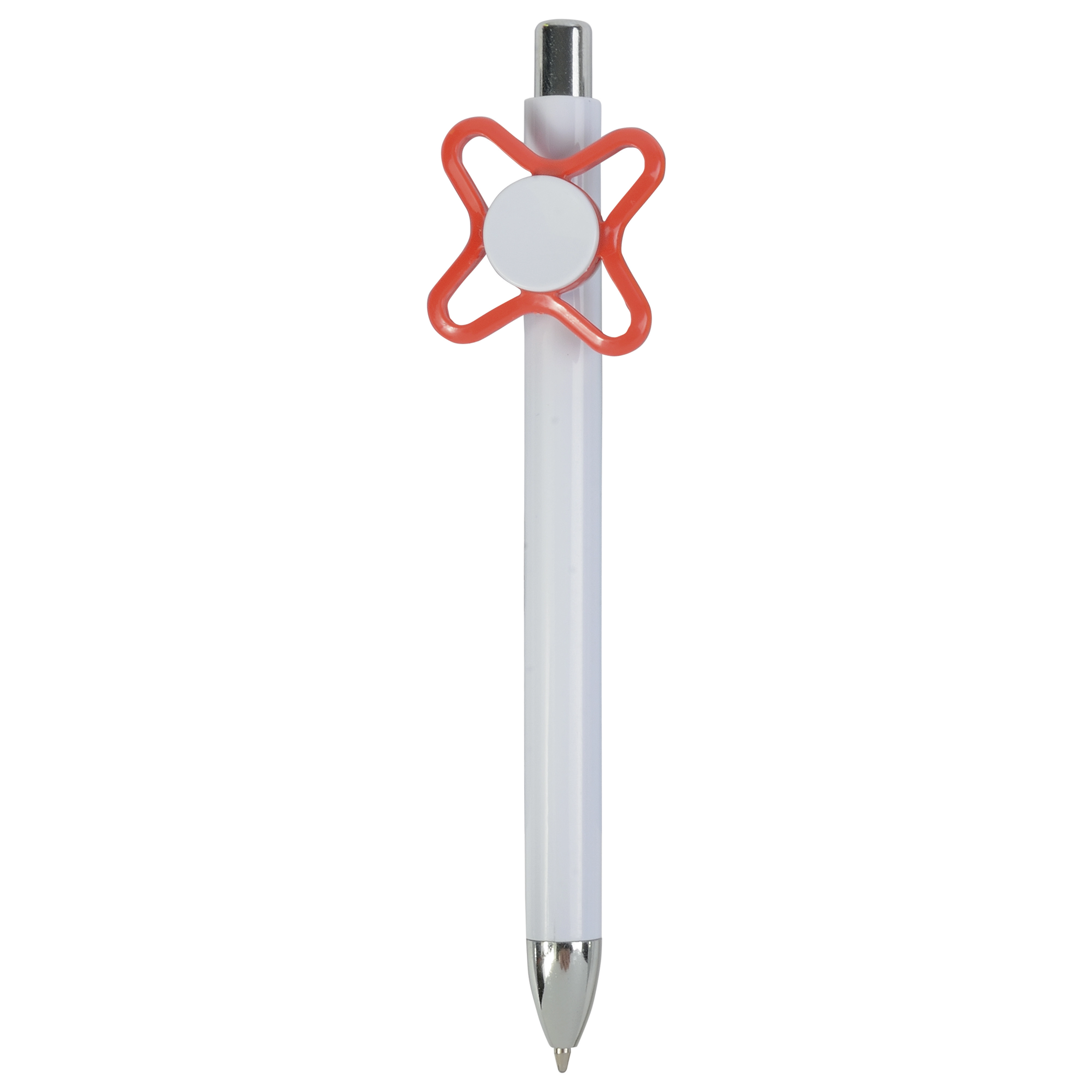 Immagine Penna a scatto in plastica bianca con spinner colorato