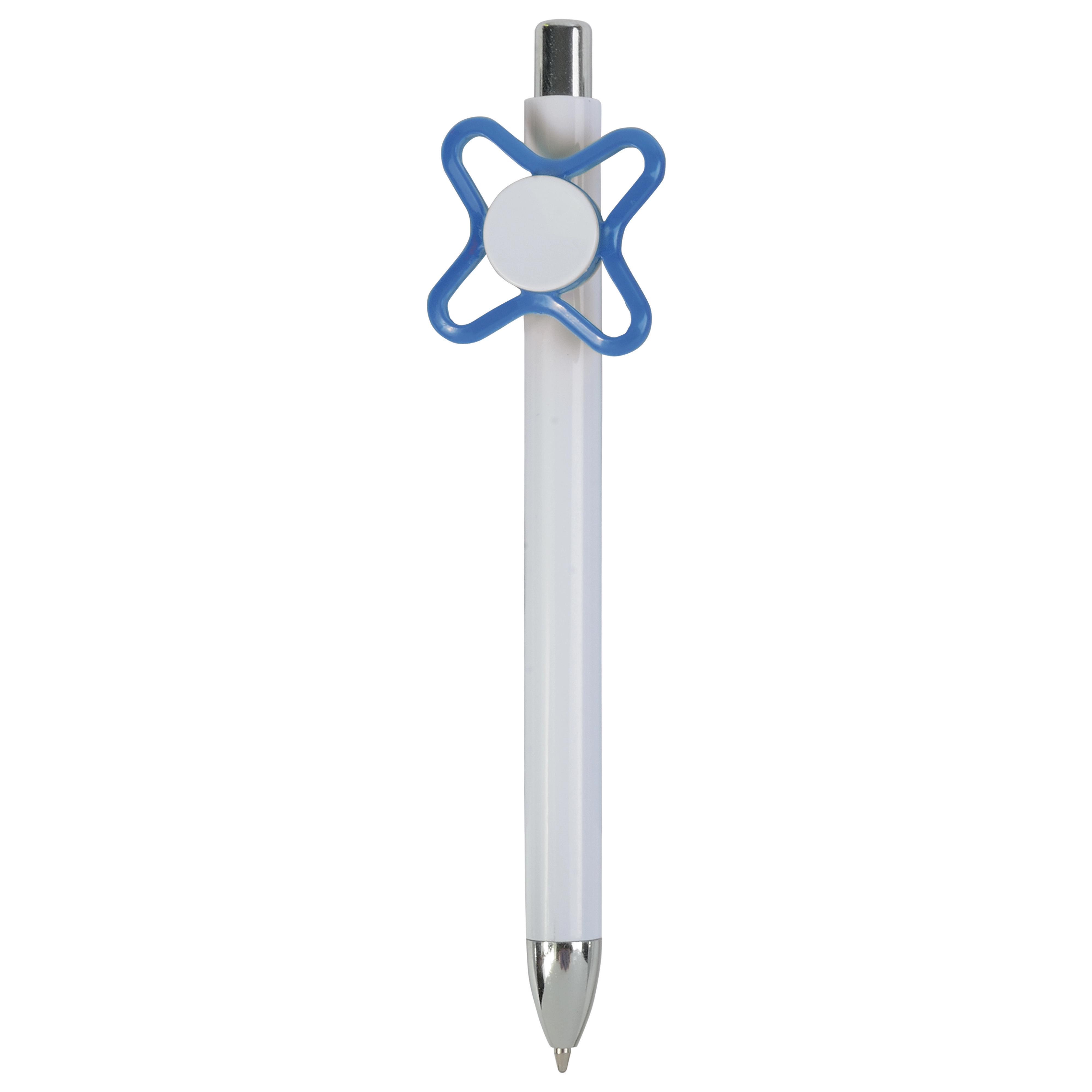 Immagine Penna a scatto in plastica bianca con spinner colorato