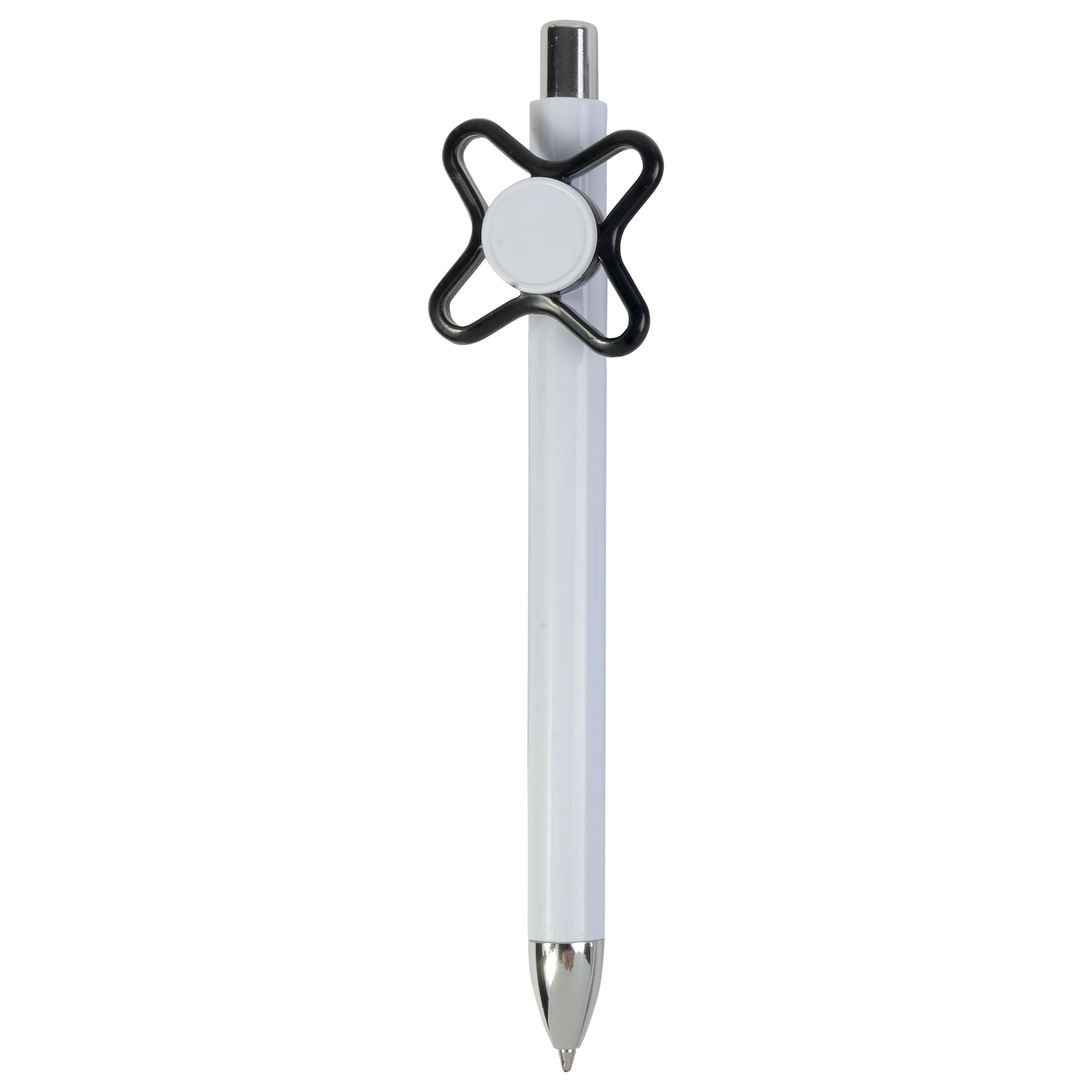 Immagine Penna a scatto in plastica bianca con spinner colorato