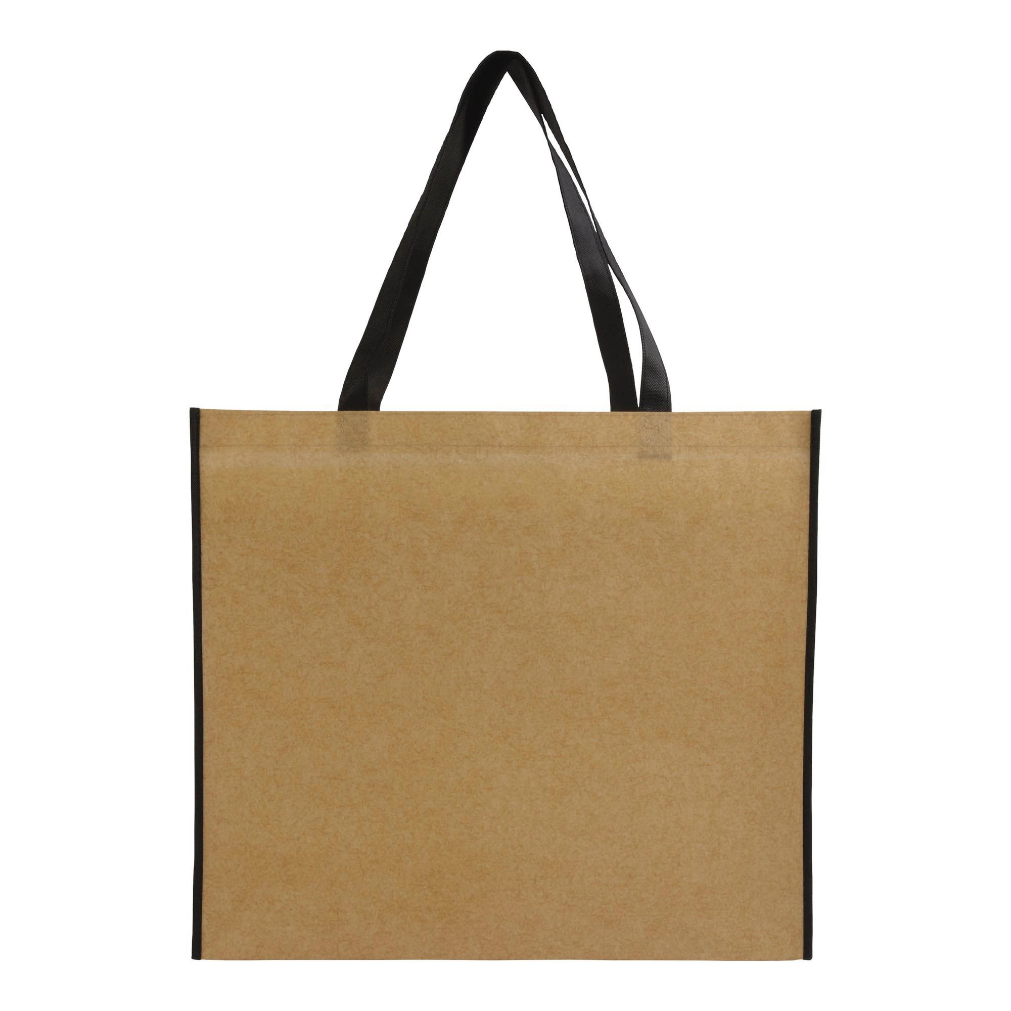 Immagine Shopper con soffietto in TNT laminato, manici lunghi a nastro colorati