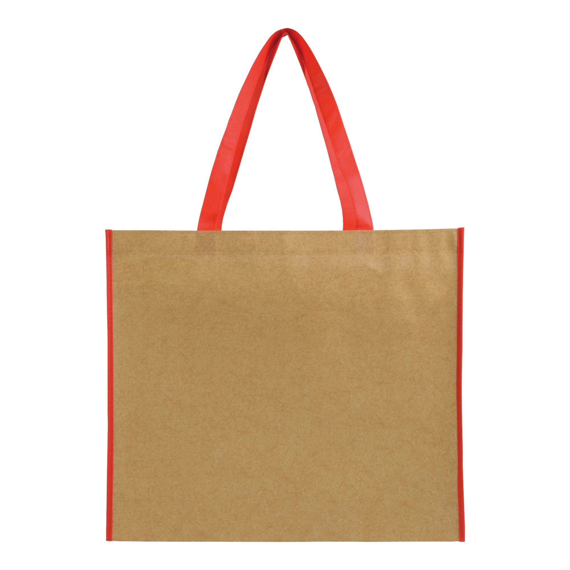Immagine Shopper con soffietto in TNT laminato, manici lunghi a nastro colorati