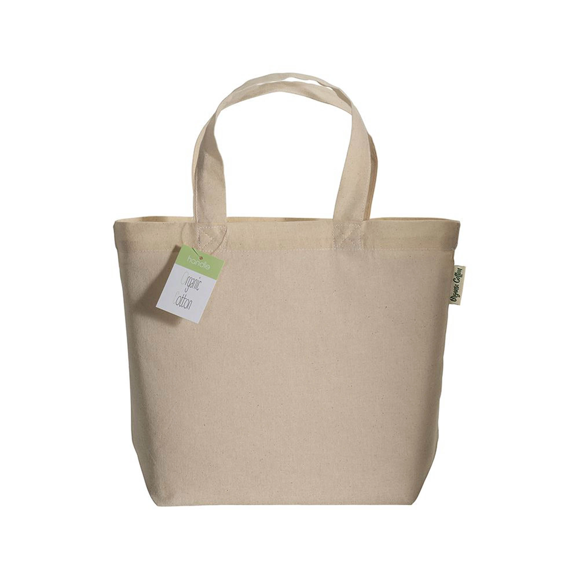 Immagine Shopper in cotone biologico con manici corti e soffietto alla base