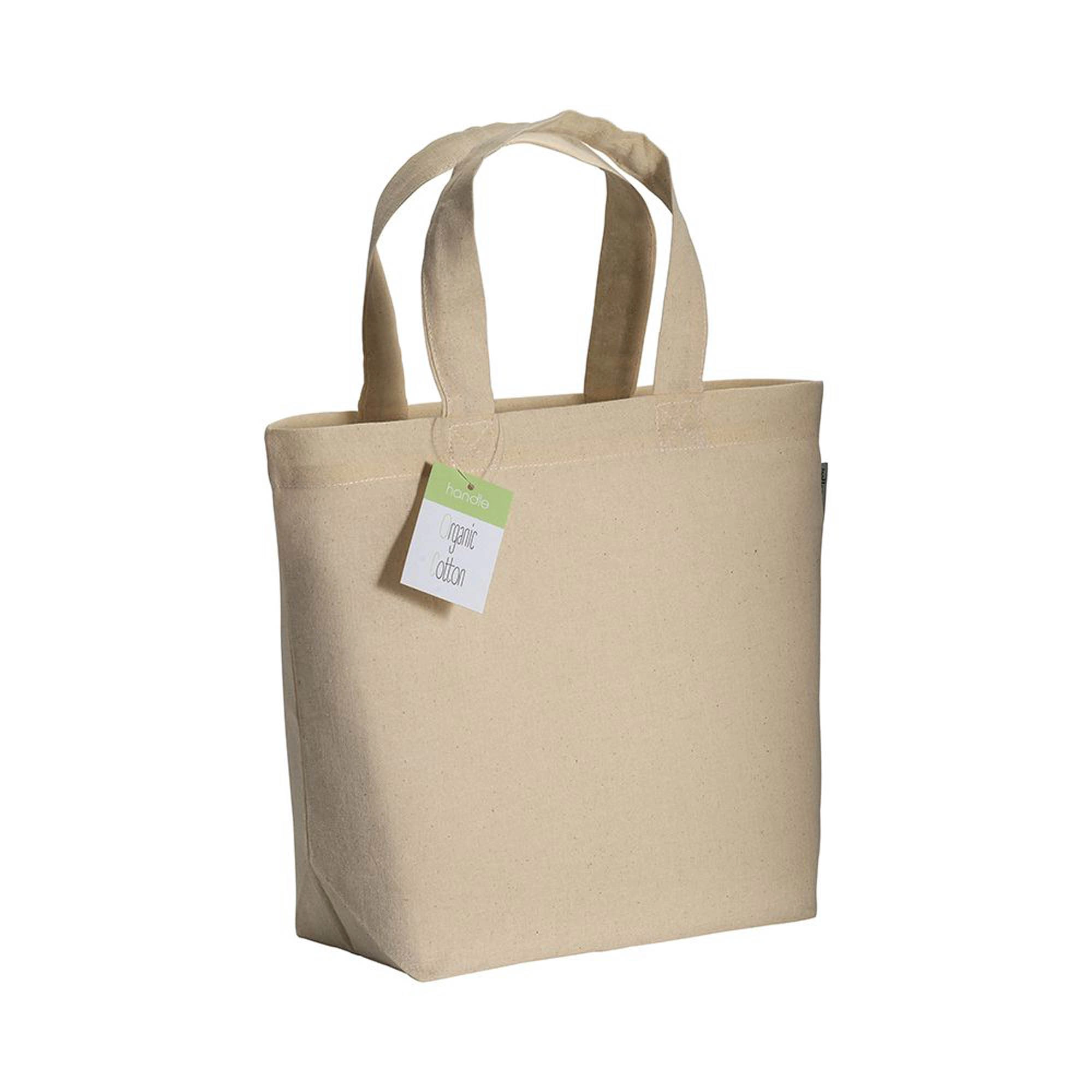 Immagine Shopper in cotone biologico con manici corti e soffietto alla base