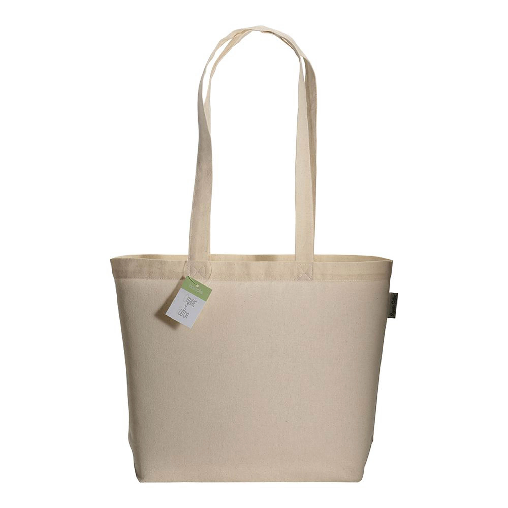 Immagine Shopper in cotone biologico con manici lunghi e soffietto alla base