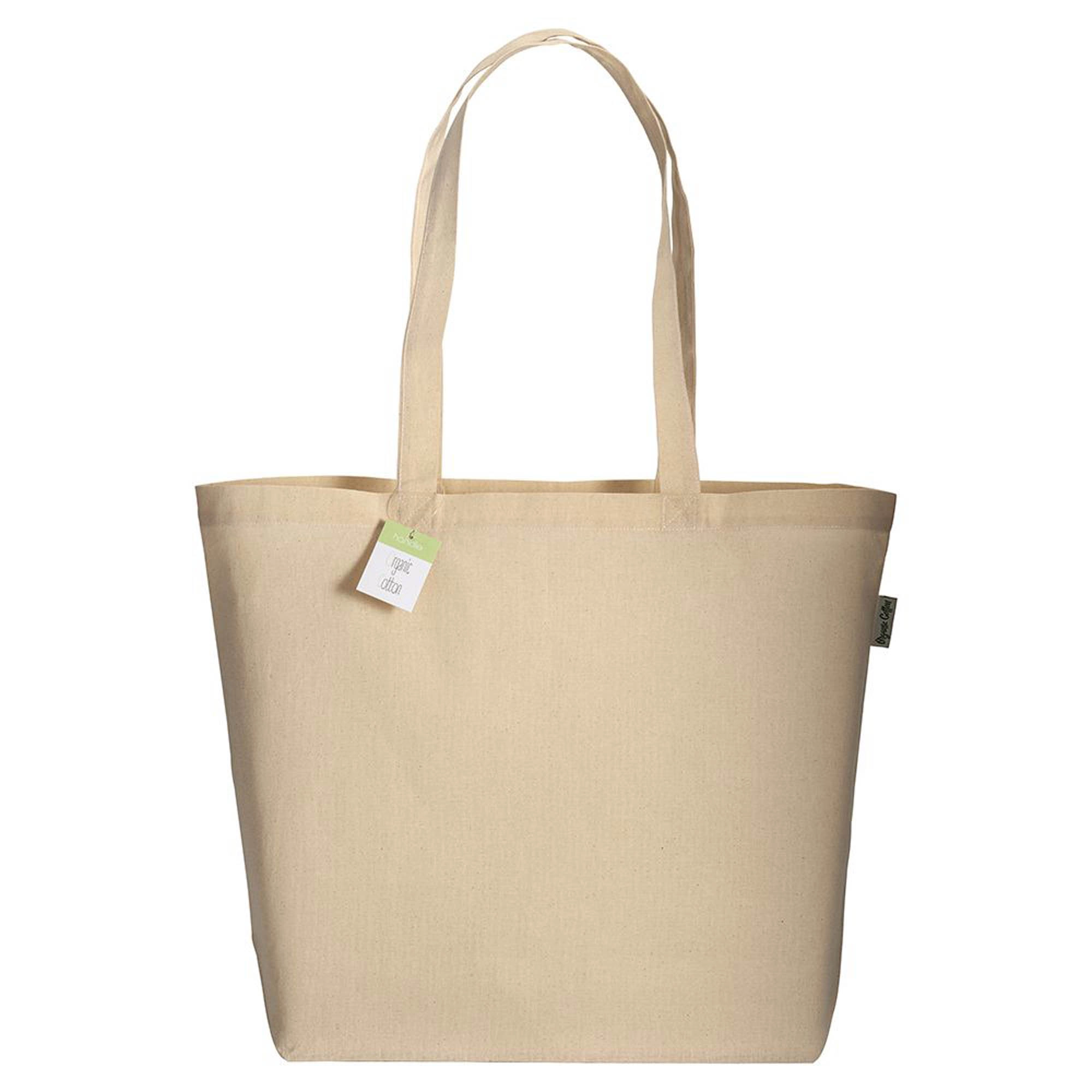 Immagine Shopper in cotone biologico con manici lunghi e soffietto alla base
