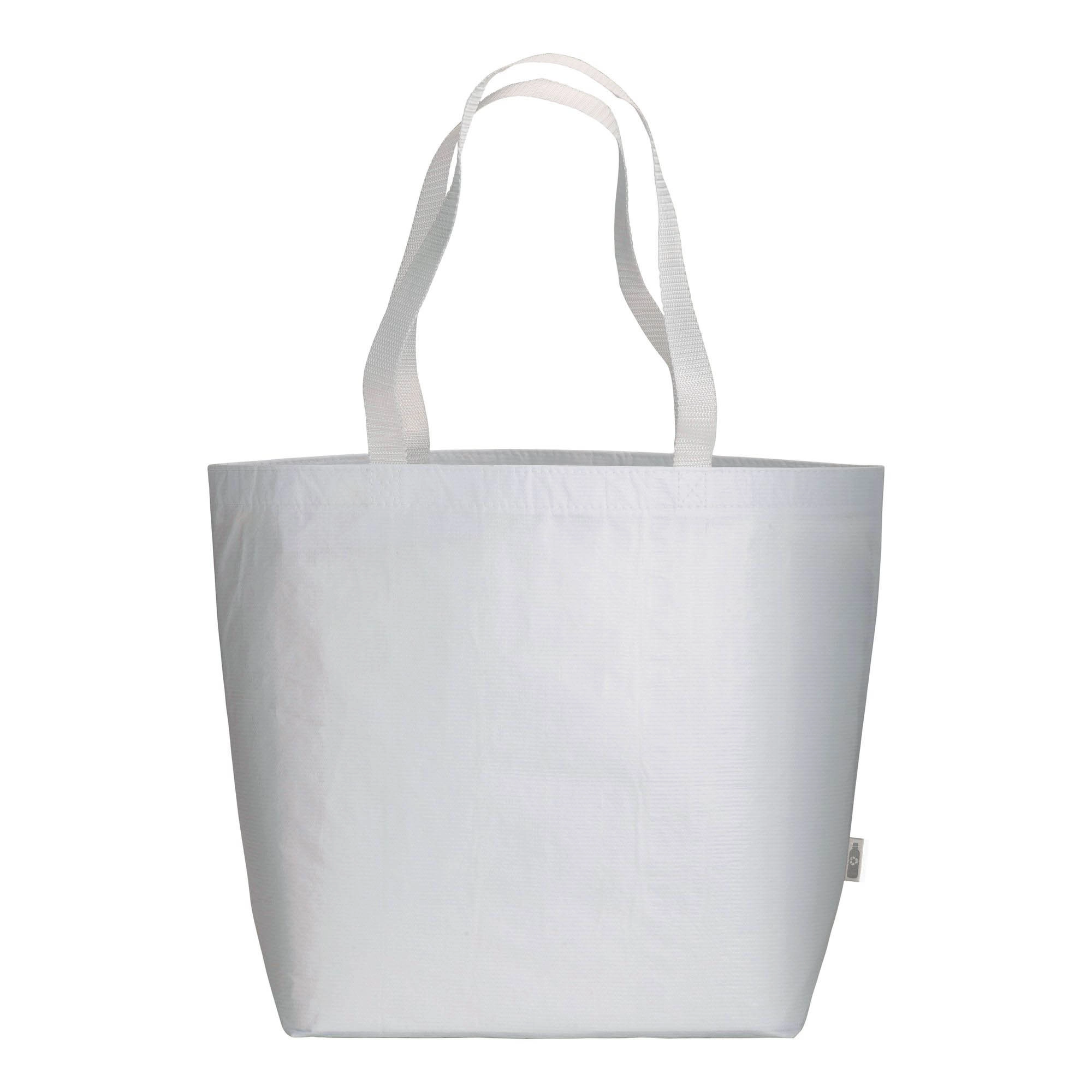 Immagine Shopper in R-PET laminato con soffietto alla base - manici lunghi in poliestere