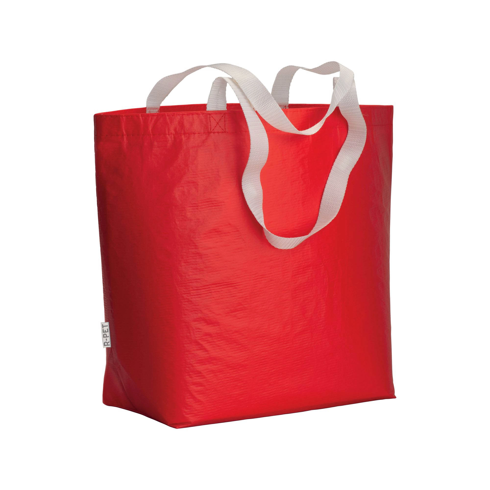 Immagine Shopper in R-PET laminato con soffietto alla base - manici lunghi in poliestere