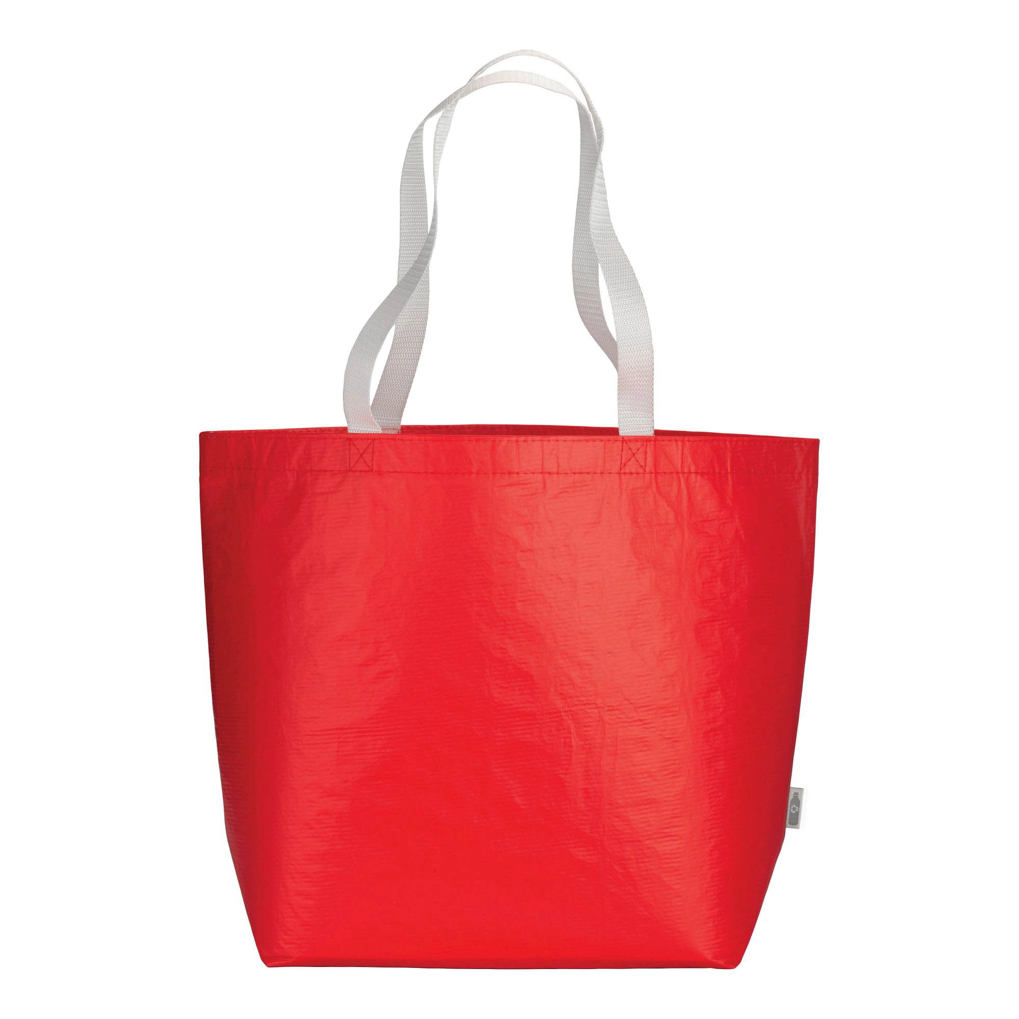 Immagine Shopper in R-PET laminato con soffietto alla base - manici lunghi in poliestere