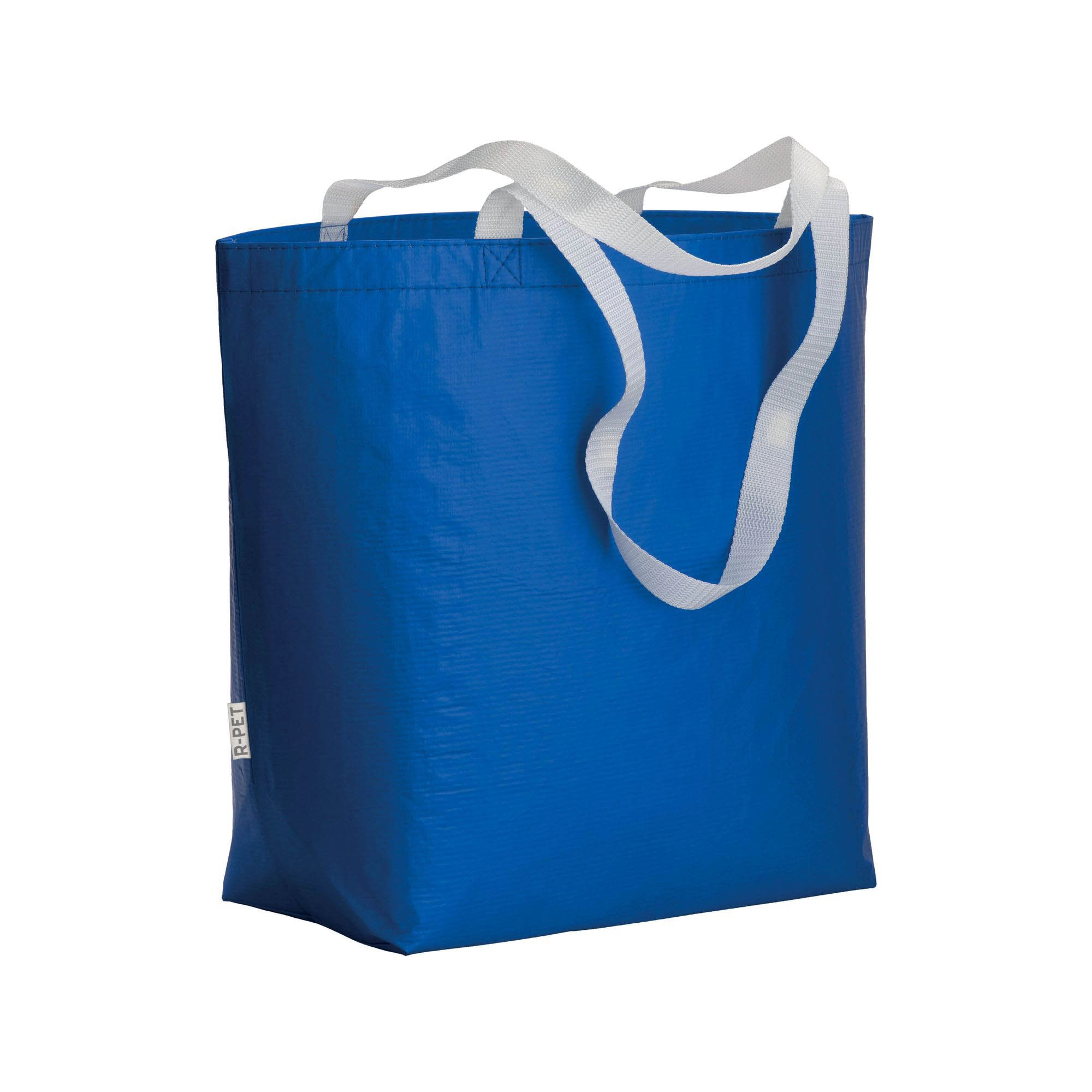 Immagine Shopper in R-PET laminato con soffietto alla base - manici lunghi in poliestere