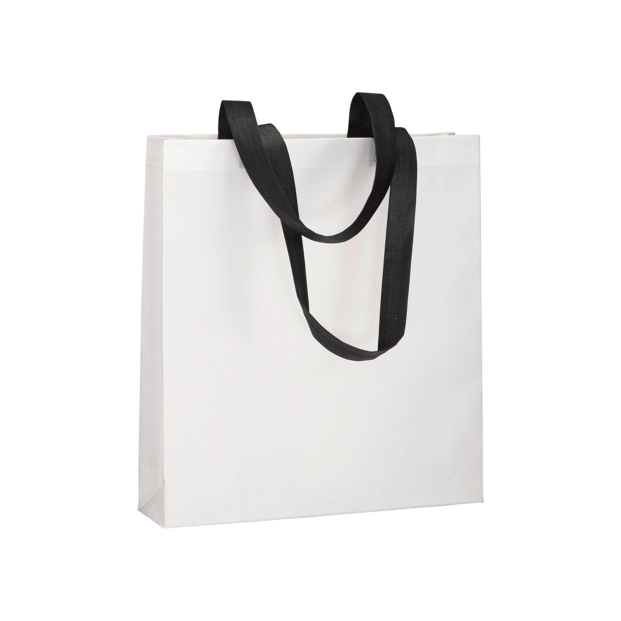 Immagine Shopper con soffietto in TNT 80 g/m2 termosaldato, manici lunghi