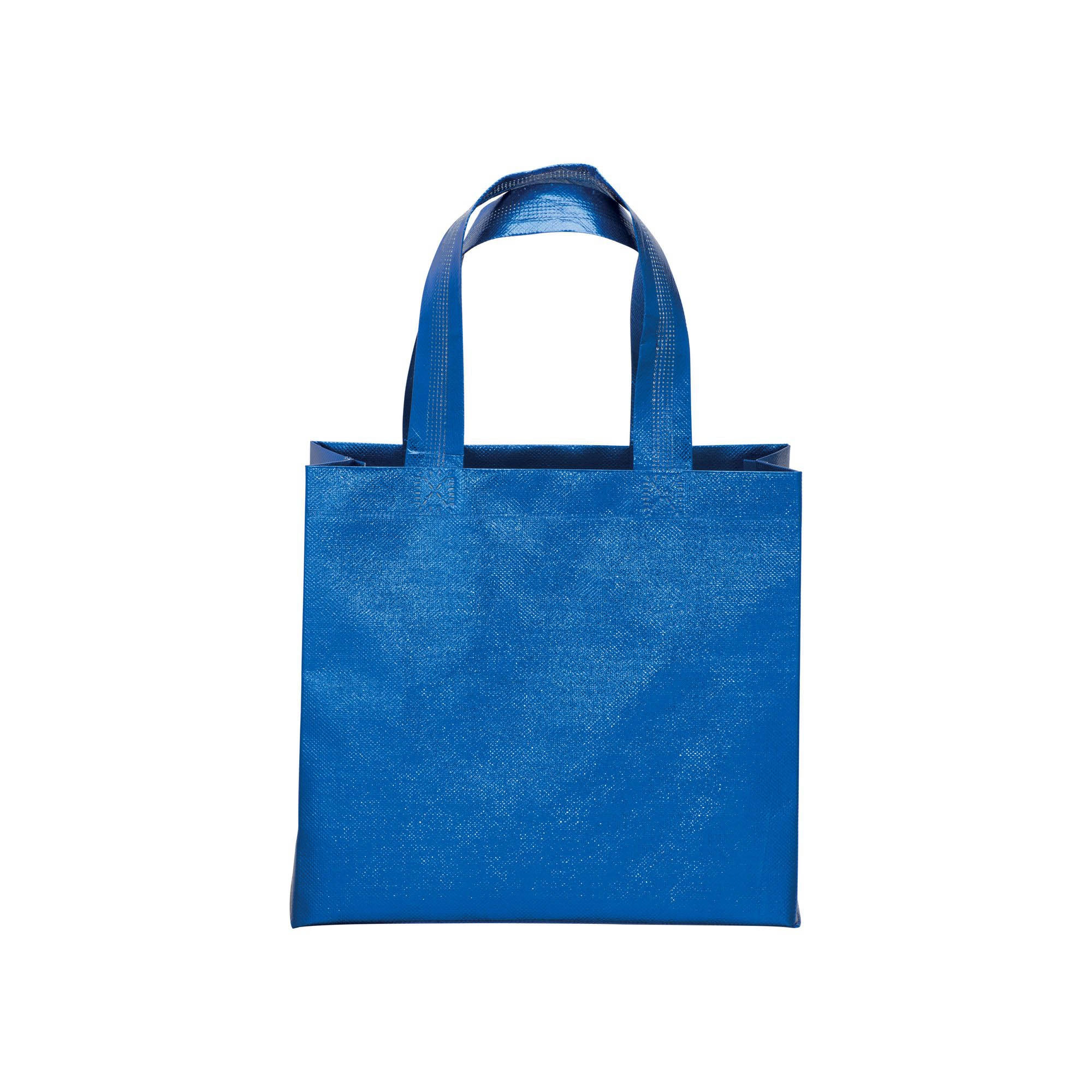 Immagine Mini shopper in TNT laminato metallizzata, manici corti e soffietto