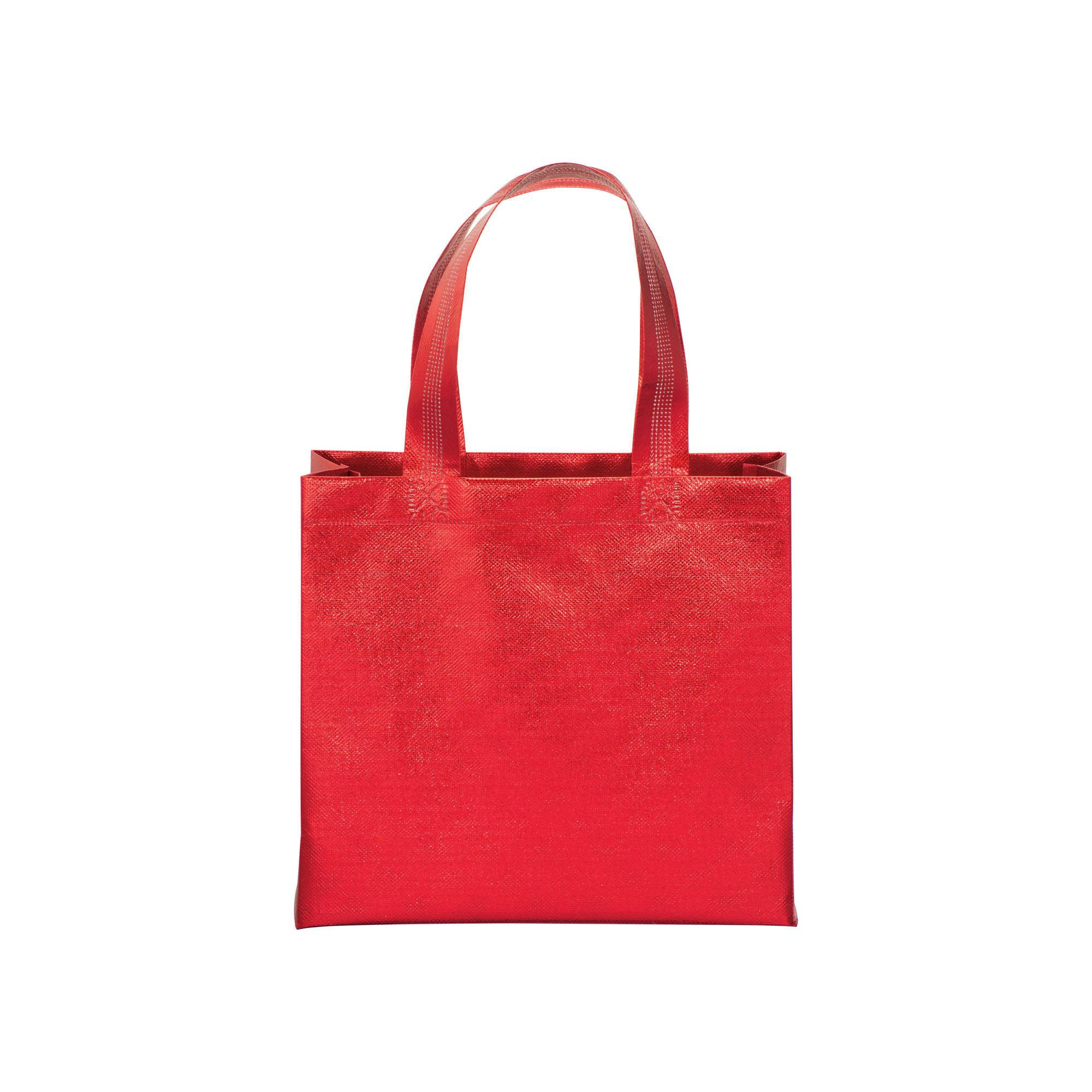 Immagine Mini shopper in TNT laminato metallizzata, manici corti e soffietto