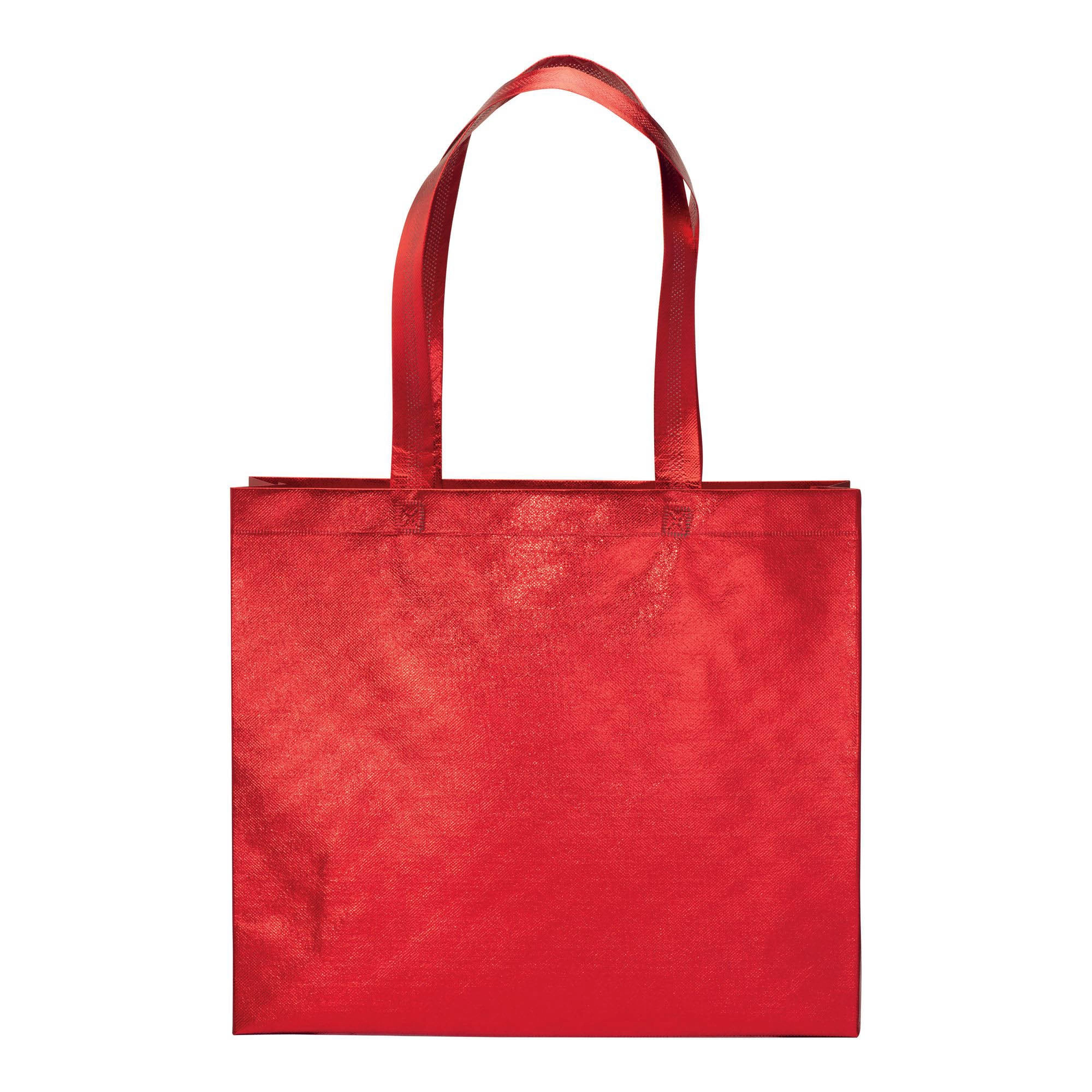 Immagine Shopper in TNT laminato metallizzata, manici lunghi e soffietto