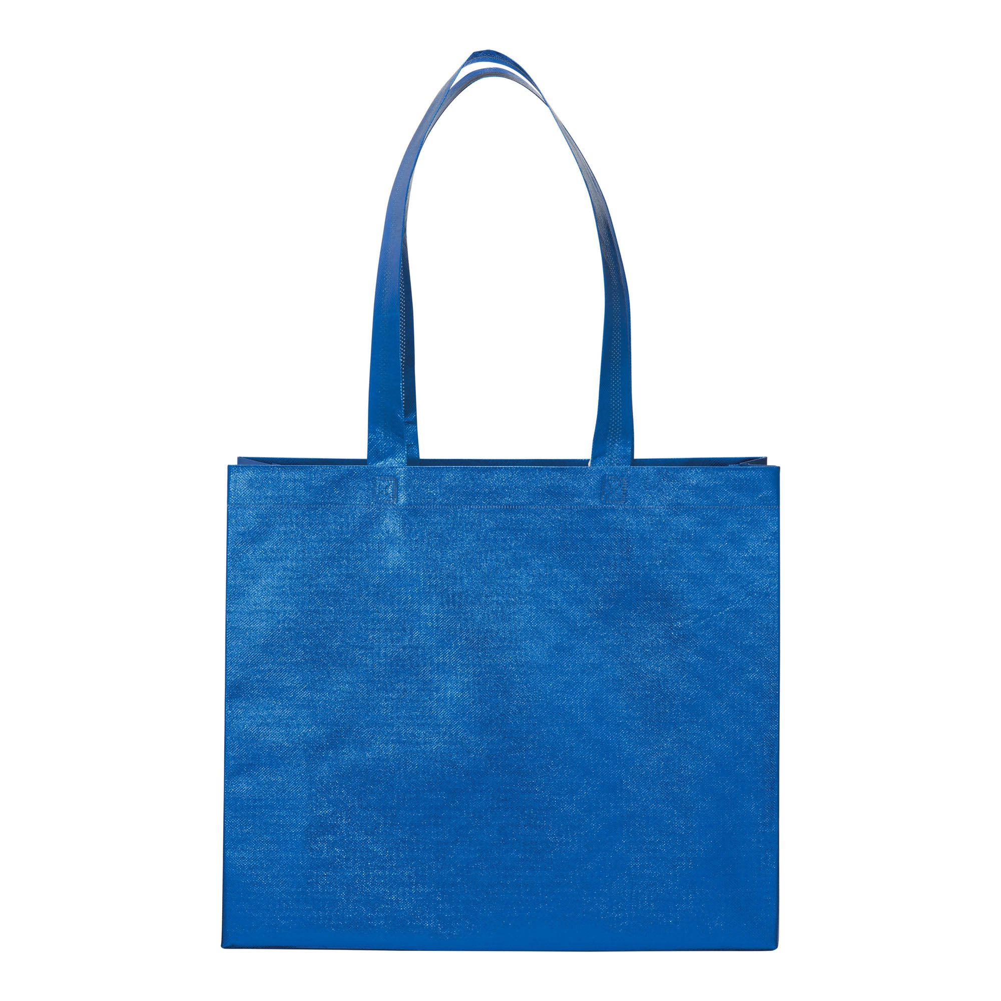 Immagine Shopper in TNT laminato metallizzata, manici lunghi e soffietto
