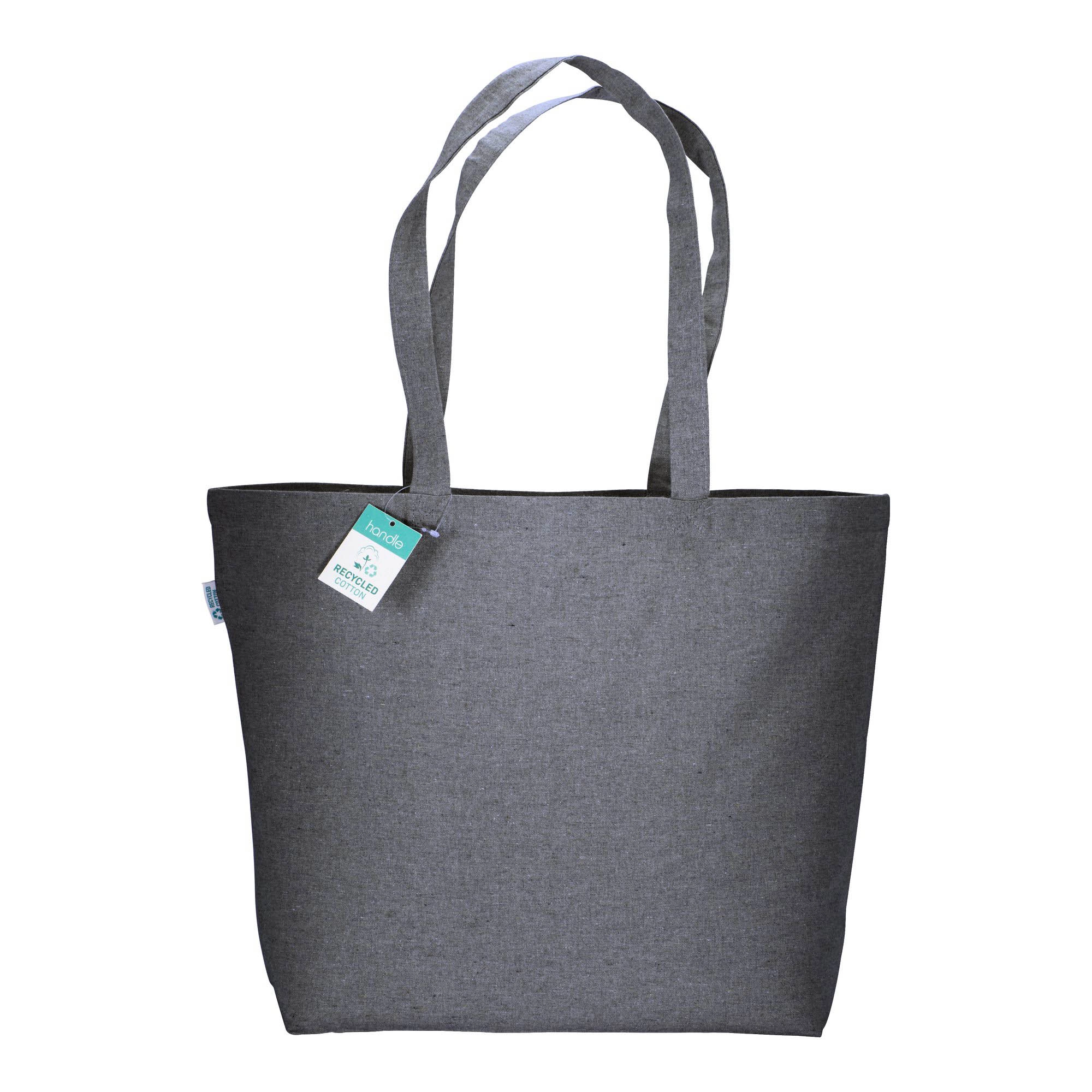 Immagine Shopper in cotone riciclato 190 g/m2 con soffietto alla base, manici lunghi