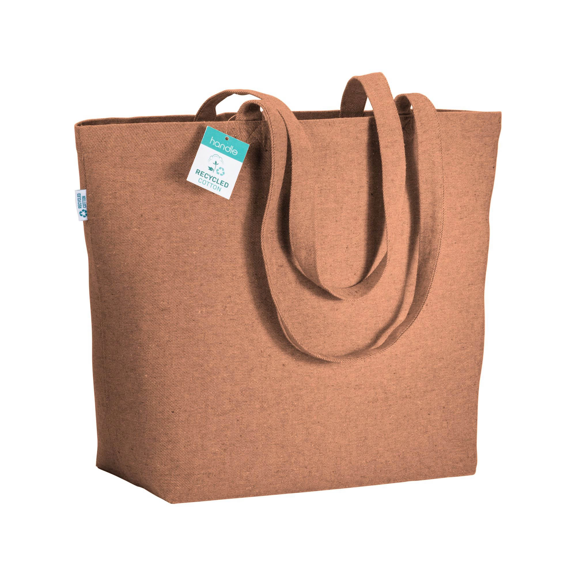Immagine Shopper con soffietto alla base in cotone riciclato 280 g/m2, manici lunghi