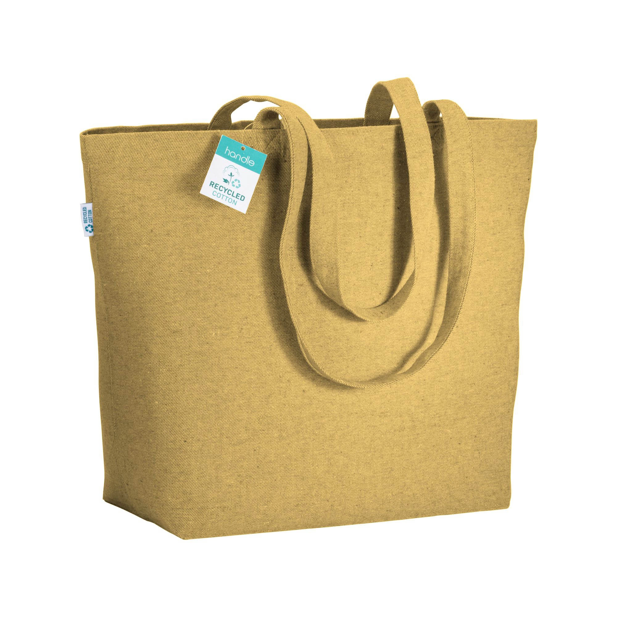 Immagine Shopper con soffietto alla base in cotone riciclato 280 g/m2, manici lunghi