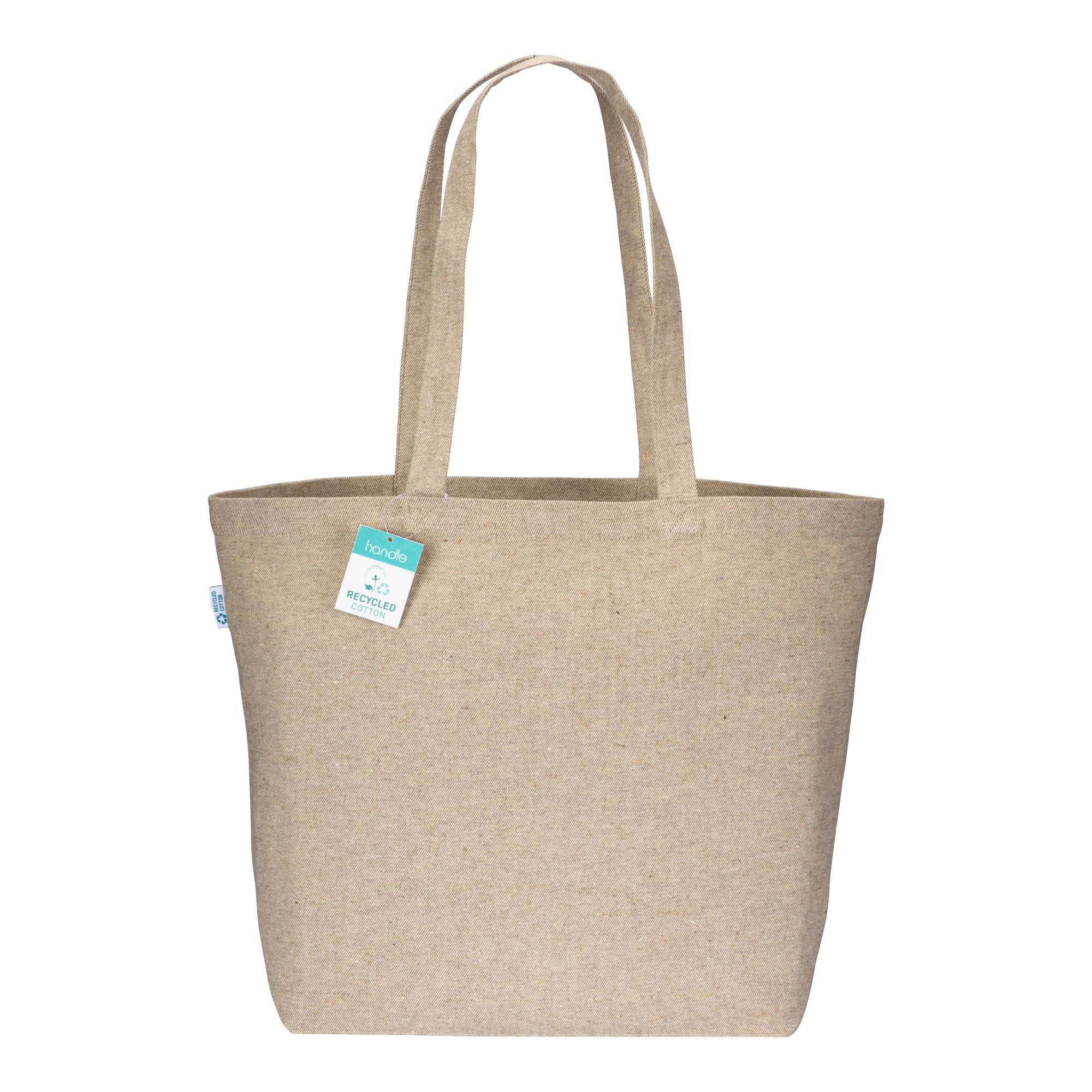 Immagine Shopper con soffietto alla base in cotone riciclato 280 g/m2, manici lunghi