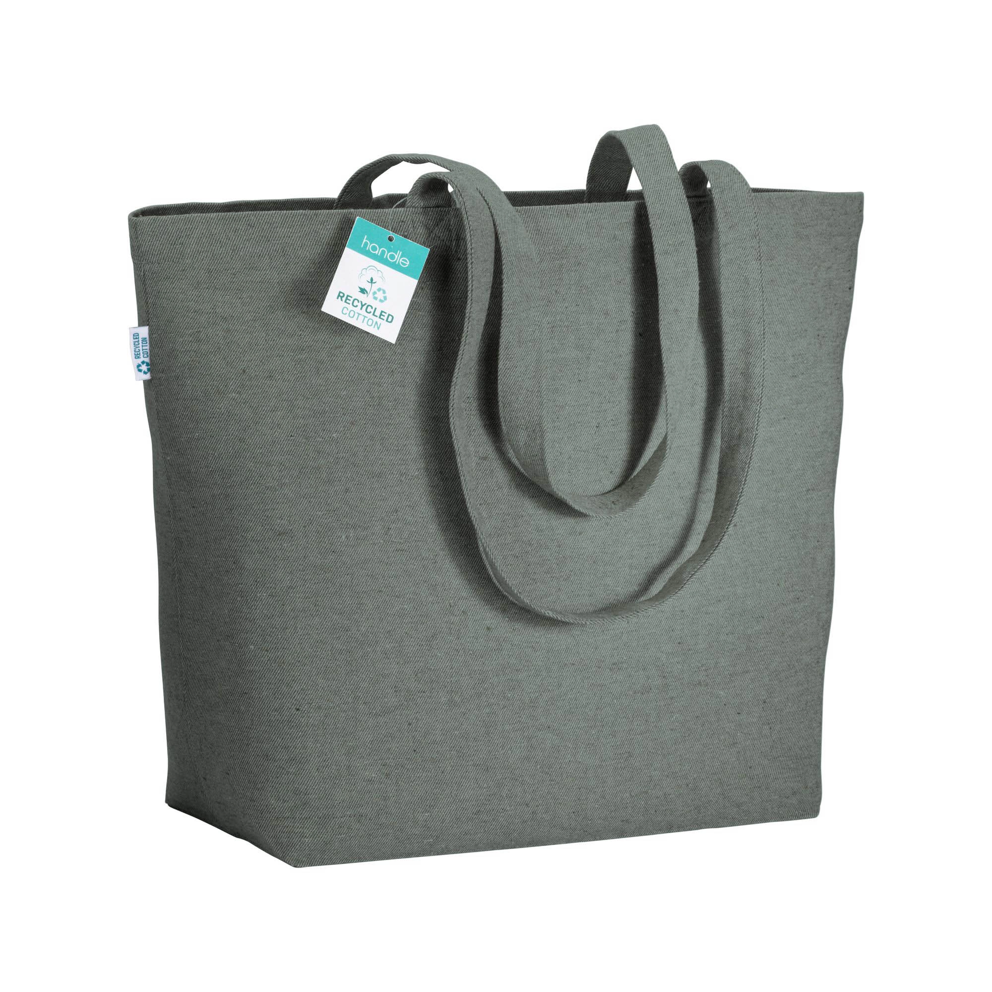 Immagine Shopper con soffietto alla base in cotone riciclato 280 g/m2, manici lunghi