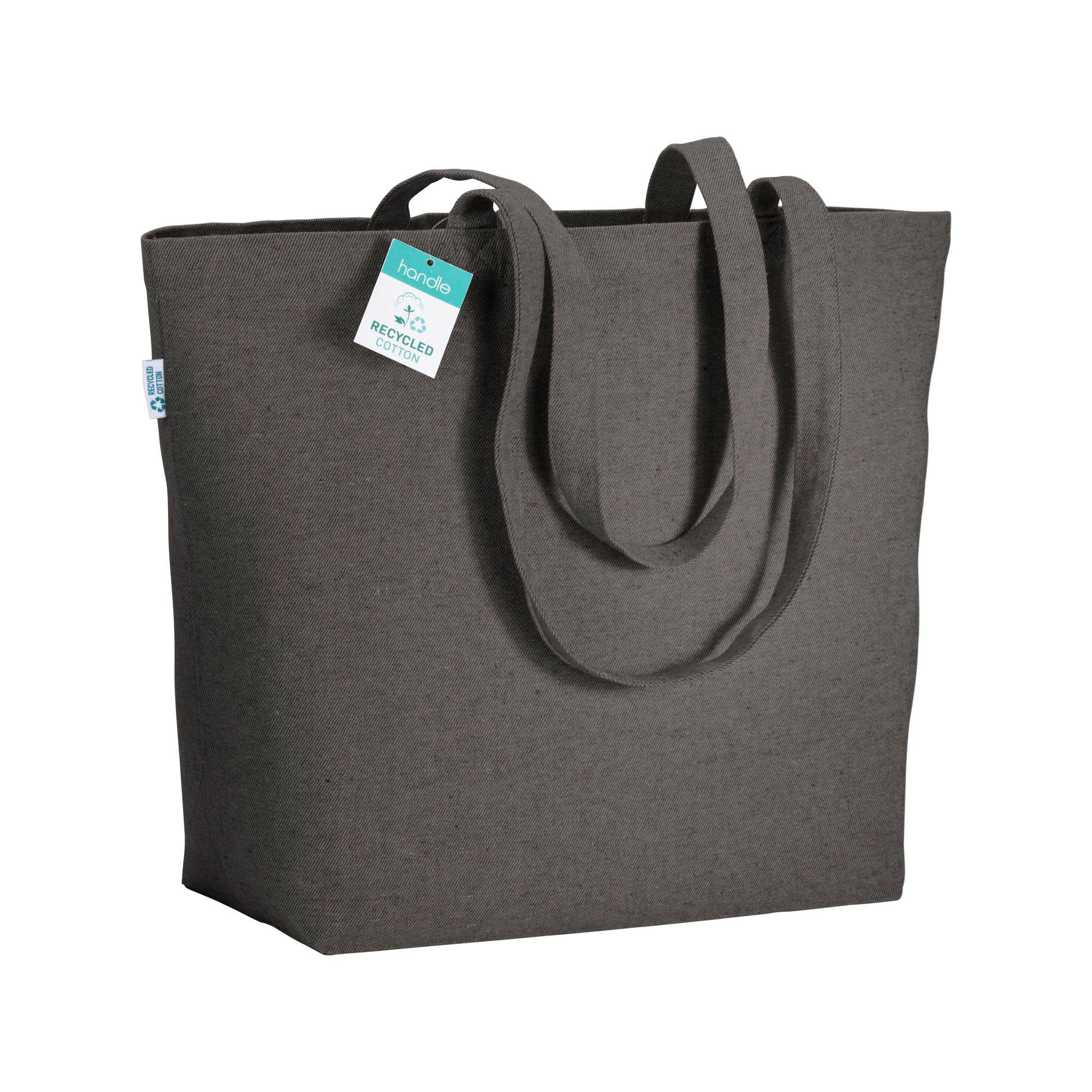 Immagine Shopper con soffietto alla base in cotone riciclato 280 g/m2, manici lunghi
