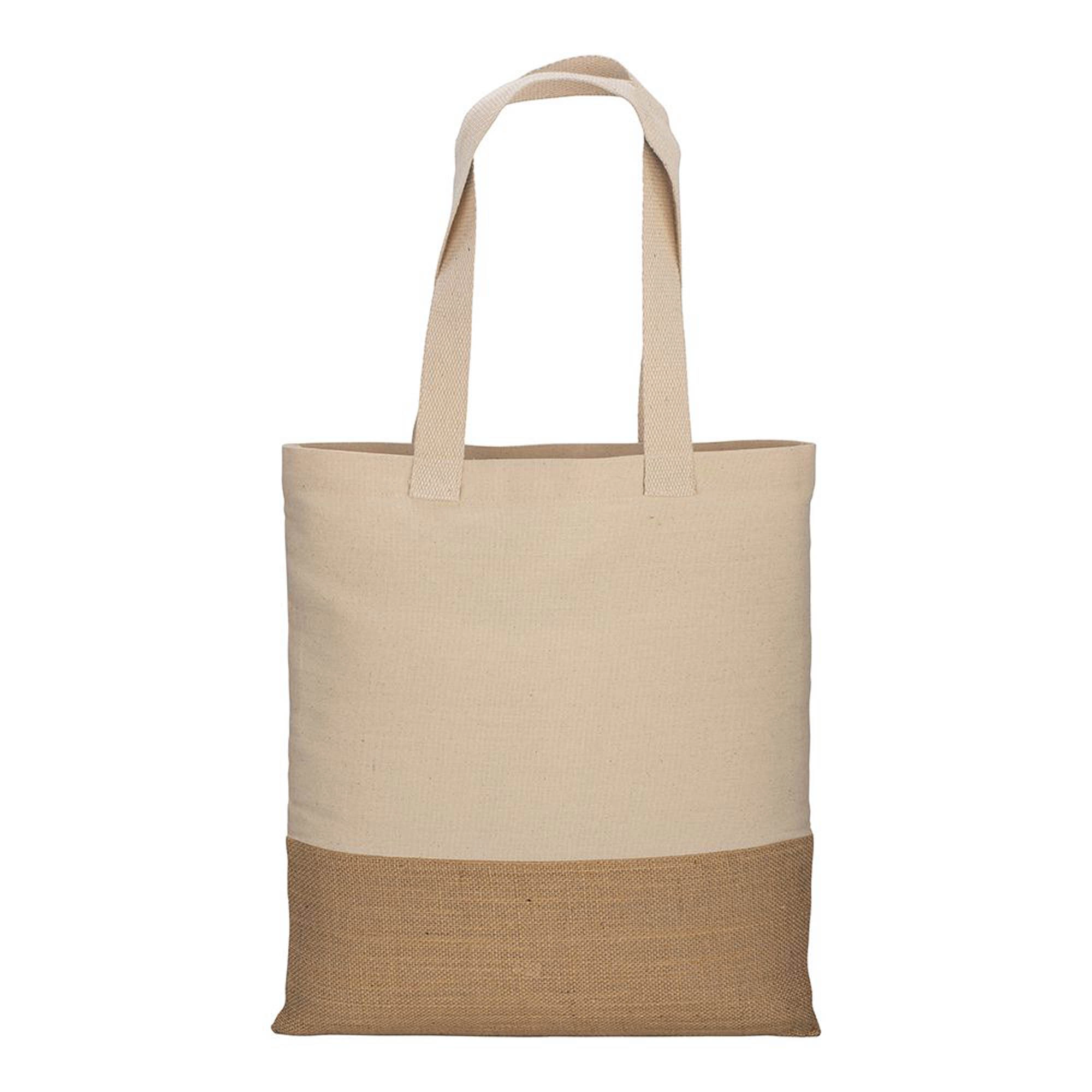 Immagine Shopper in cotone 230 g/m2, base in juta, manici lunghi