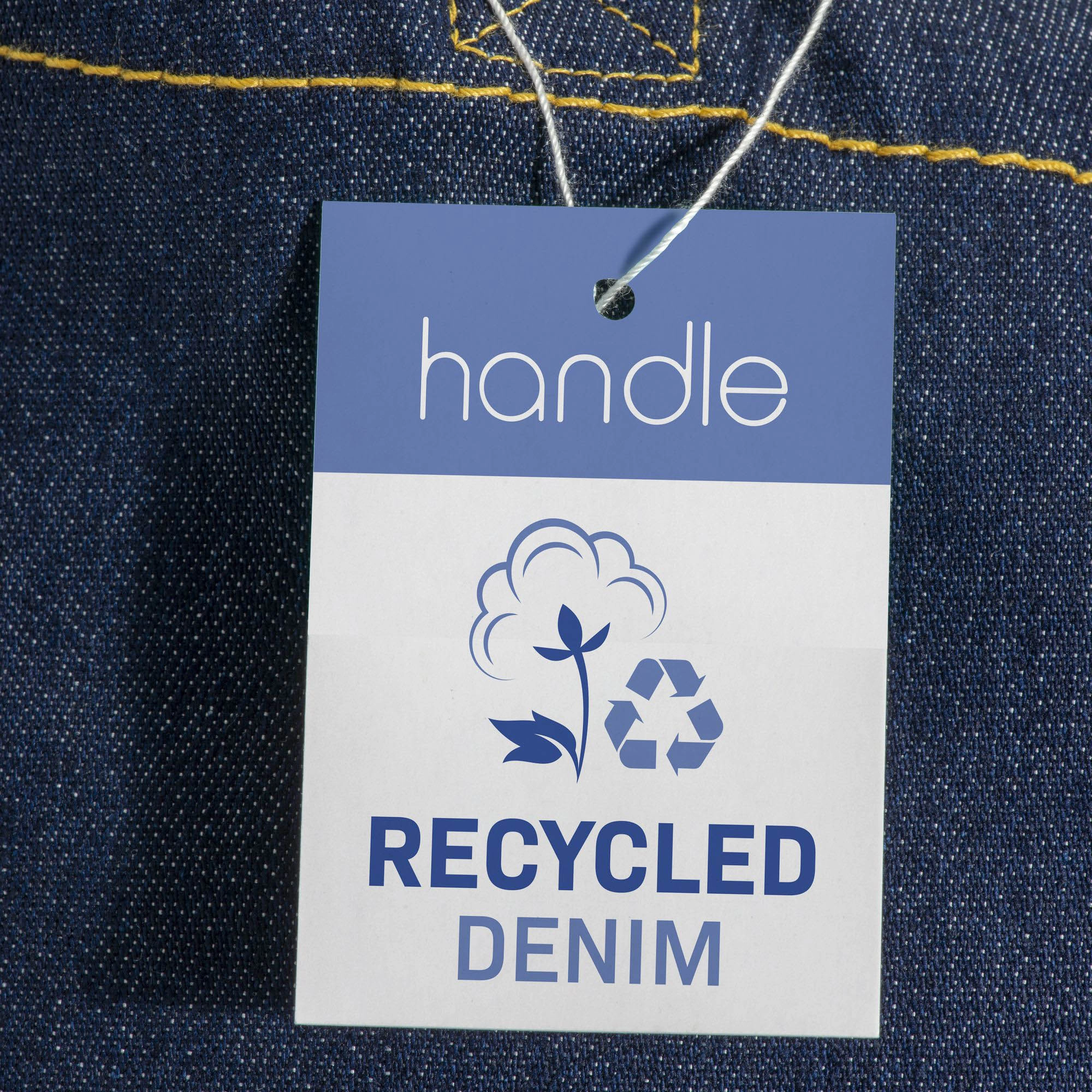 Immagine Shopper in cotone denim riciclato 180 gr/m2, manici lunghi e soffietto